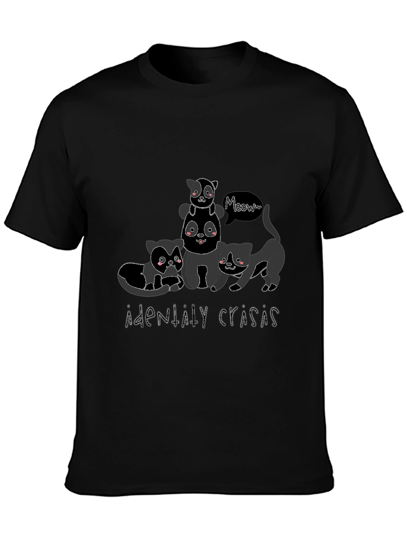 Cute Cat Stack Black Graphic Tee