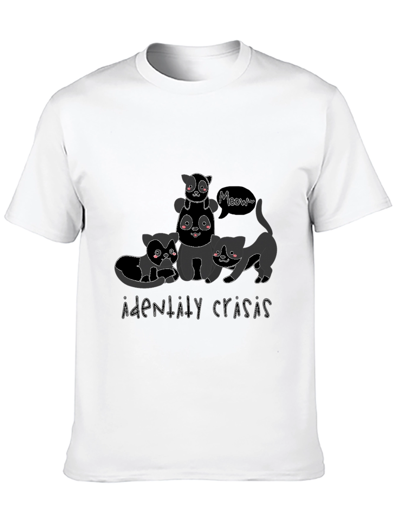 Cute Cat Stack Black Graphic Tee