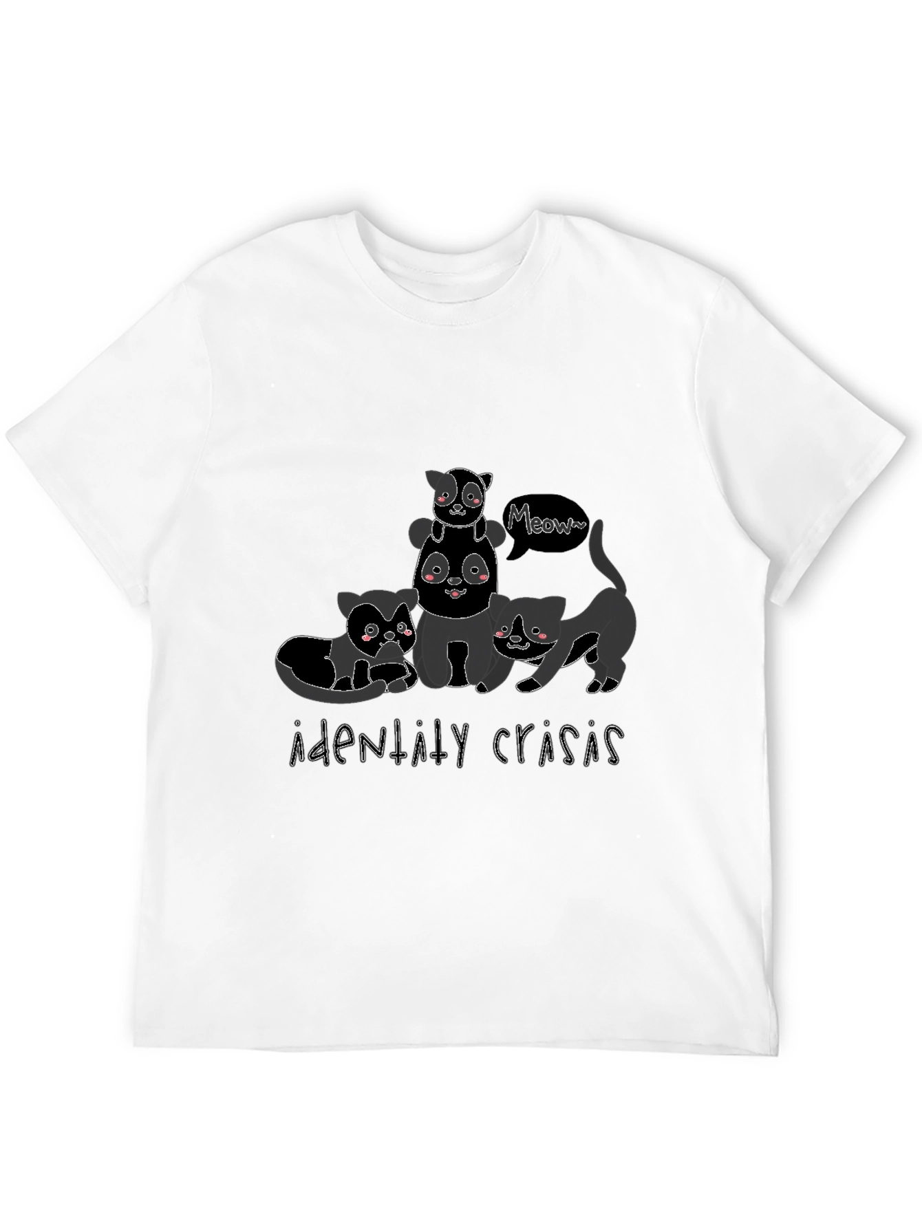Cute Cat Stack Black Graphic Tee
