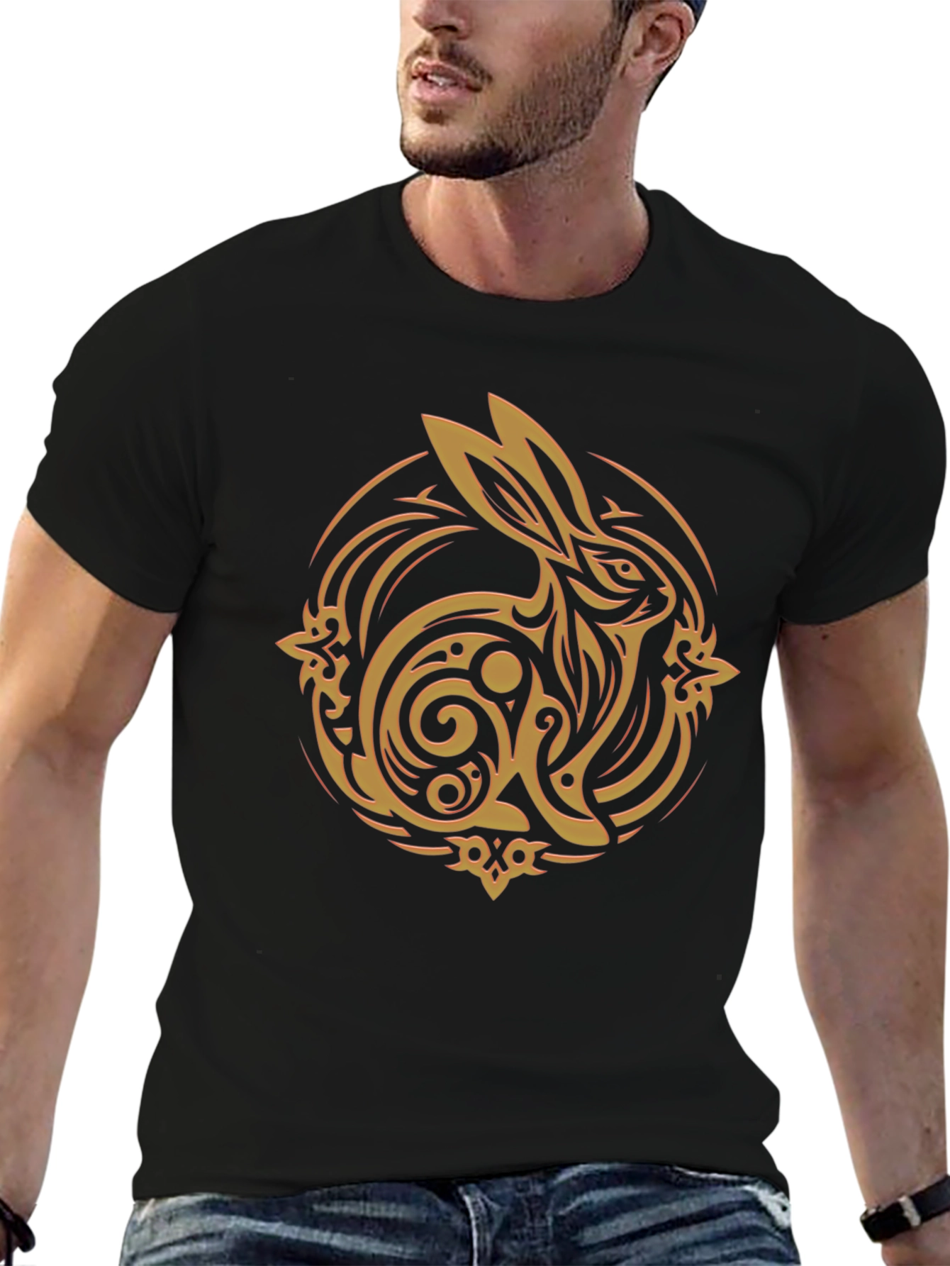 Rabbit Graphic Black T-Shirt