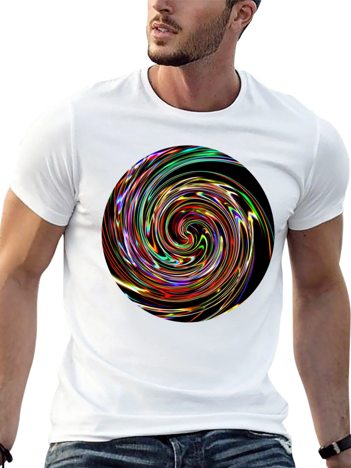 Vortex Swirl Graphic Black T-Shirt