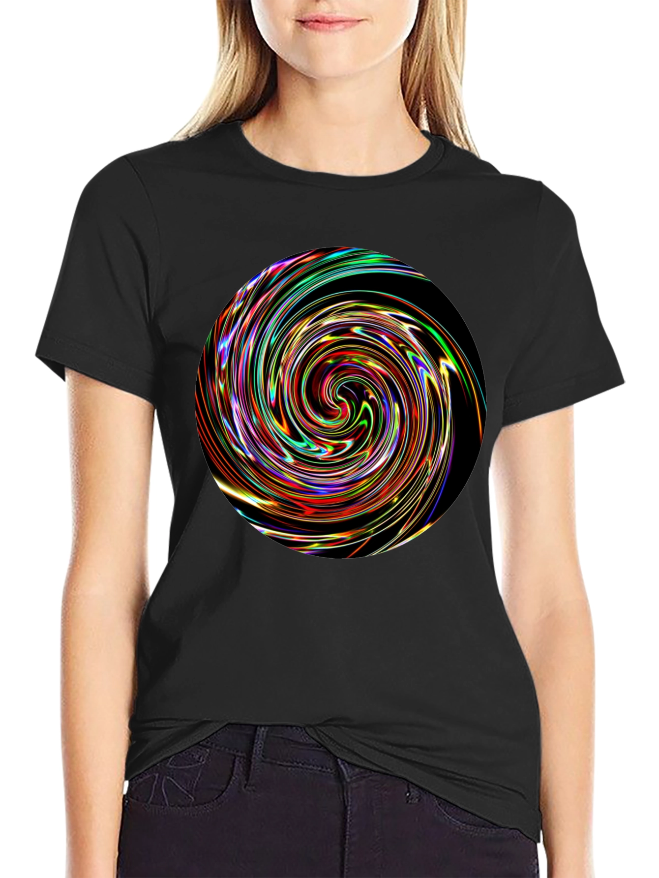 Vortex Swirl Graphic Black T-Shirt