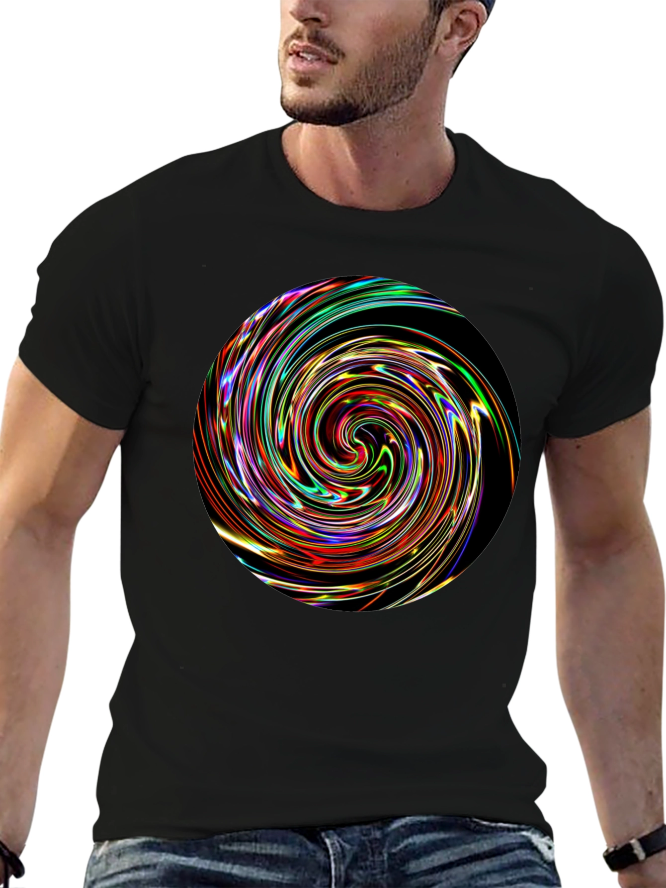 Vortex Swirl Graphic Black T-Shirt