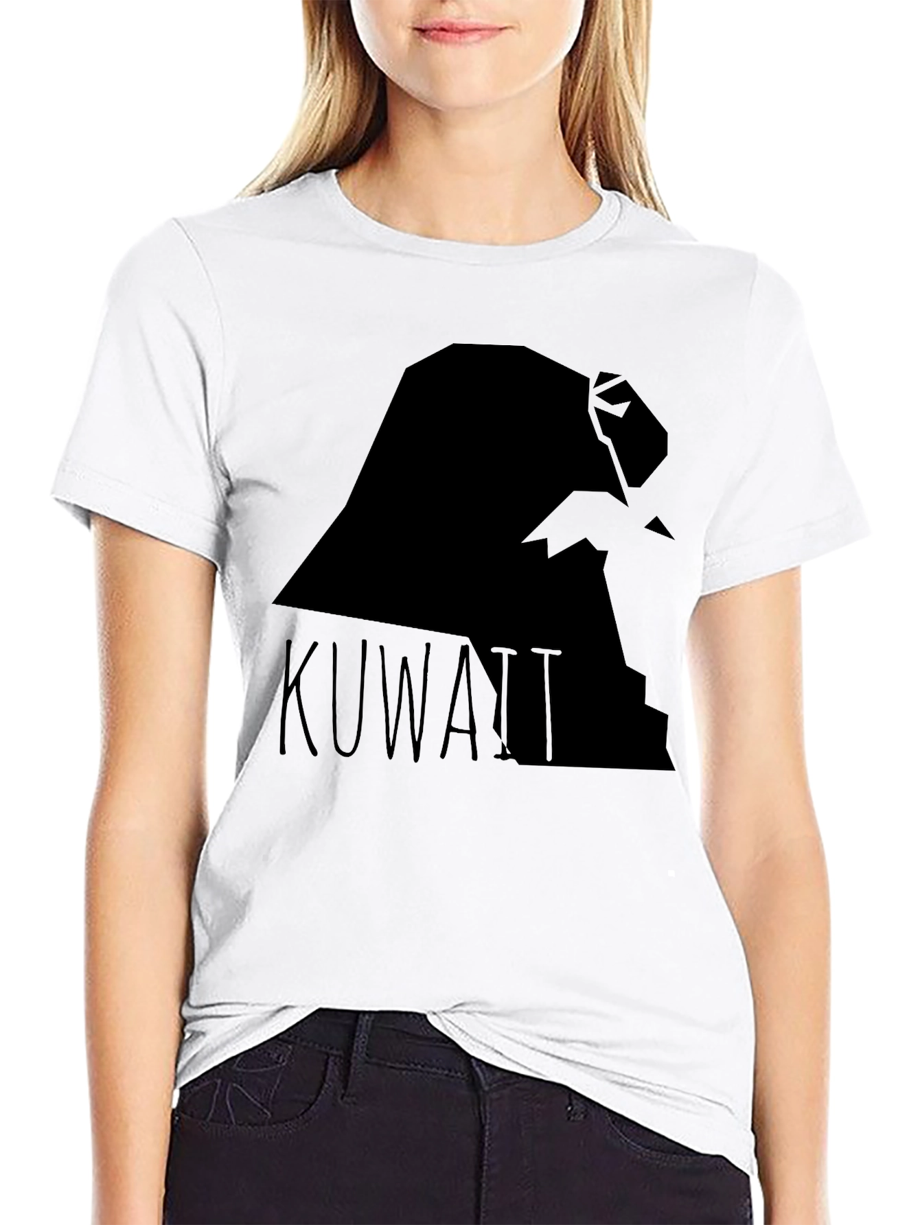 Kuwait Map Graphic T-Shirt - Black Cotton Tee