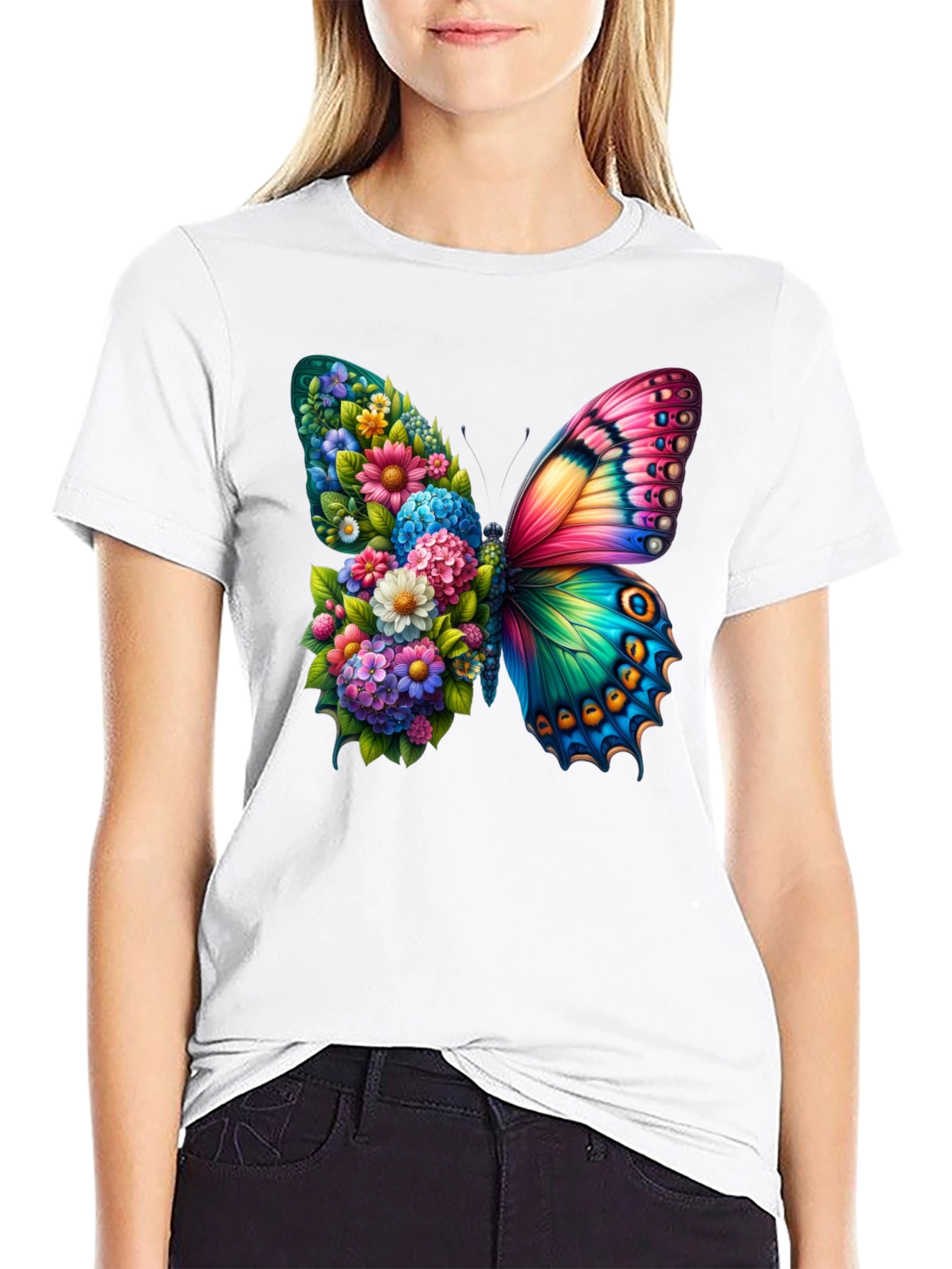 Floral Butterfly Graphic Tee - Stylish & Unique