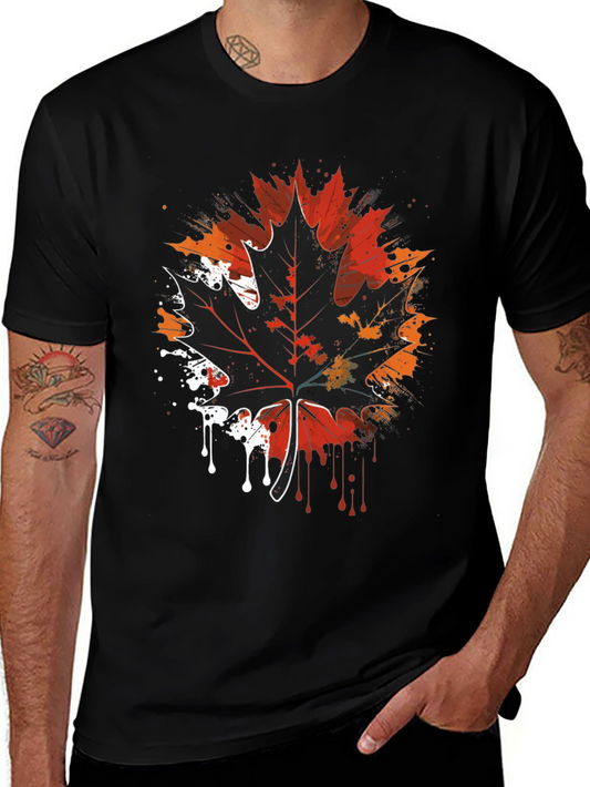 Maple Leaf Graphic Tee - Artistic Fall Design
