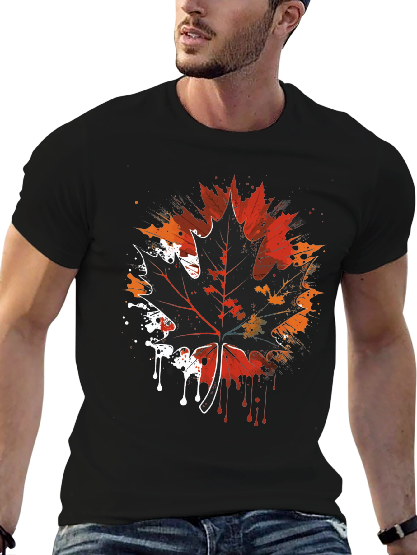 Maple Leaf Graphic Tee - Artistic Fall Design