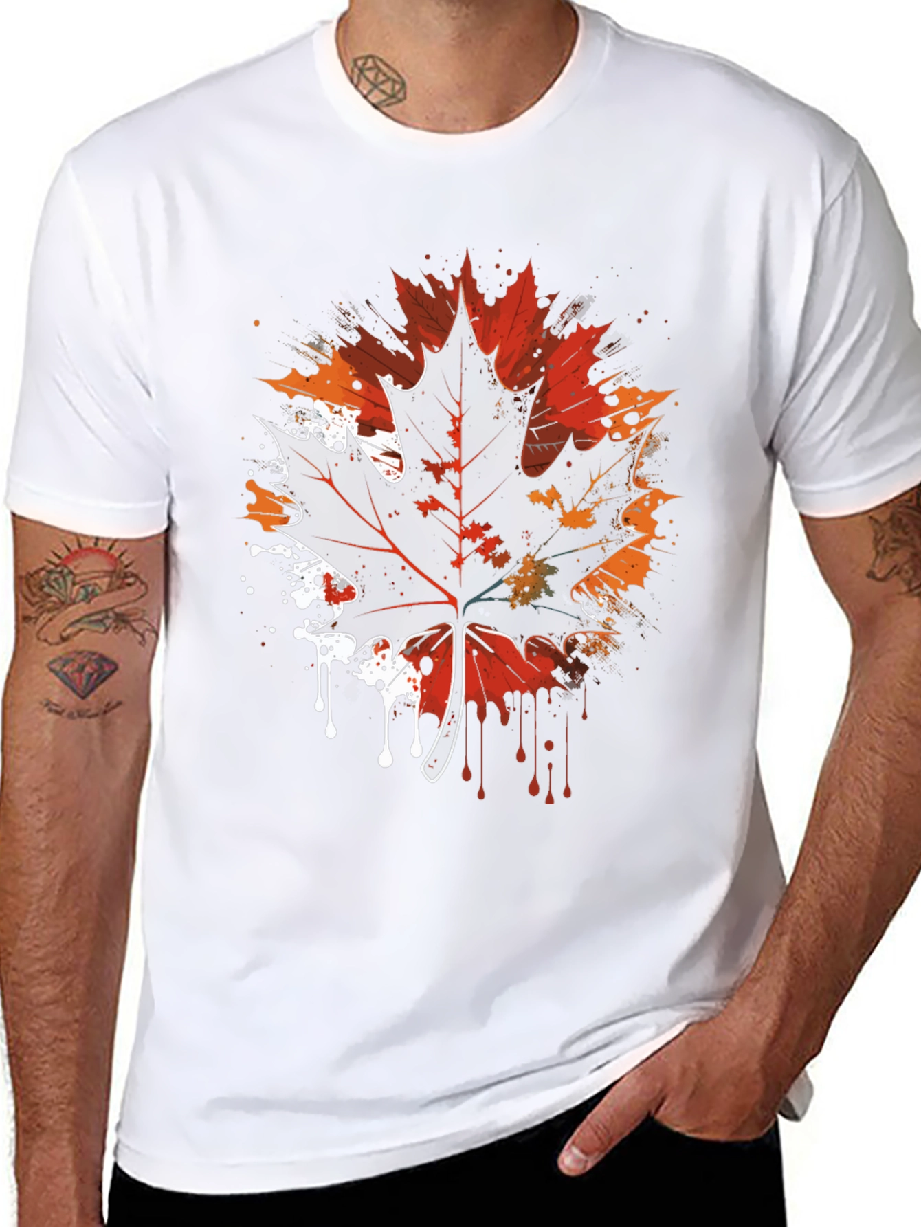 Maple Leaf Graphic Tee - Artistic Fall Design