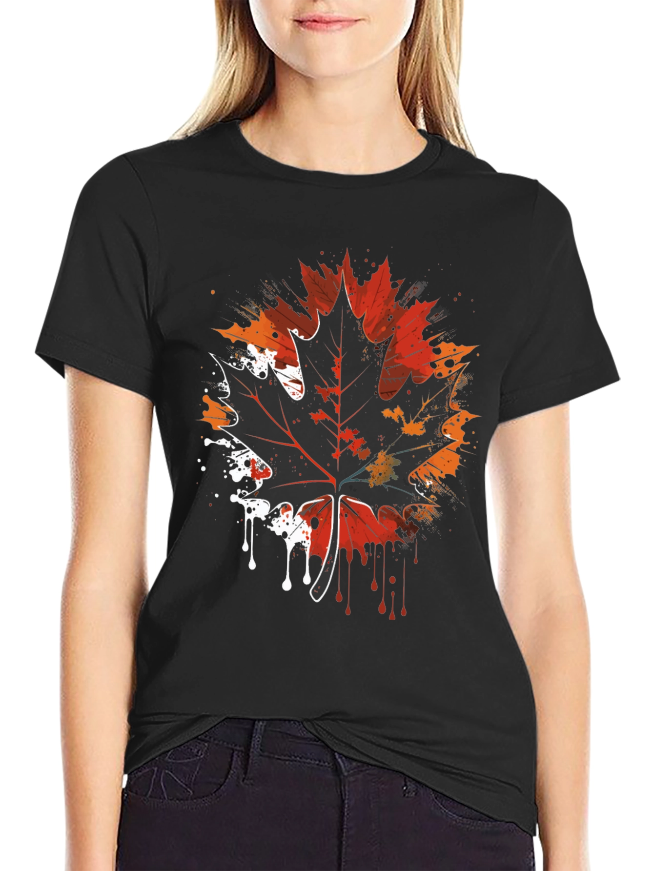 Maple Leaf Graphic Tee - Artistic Fall Design