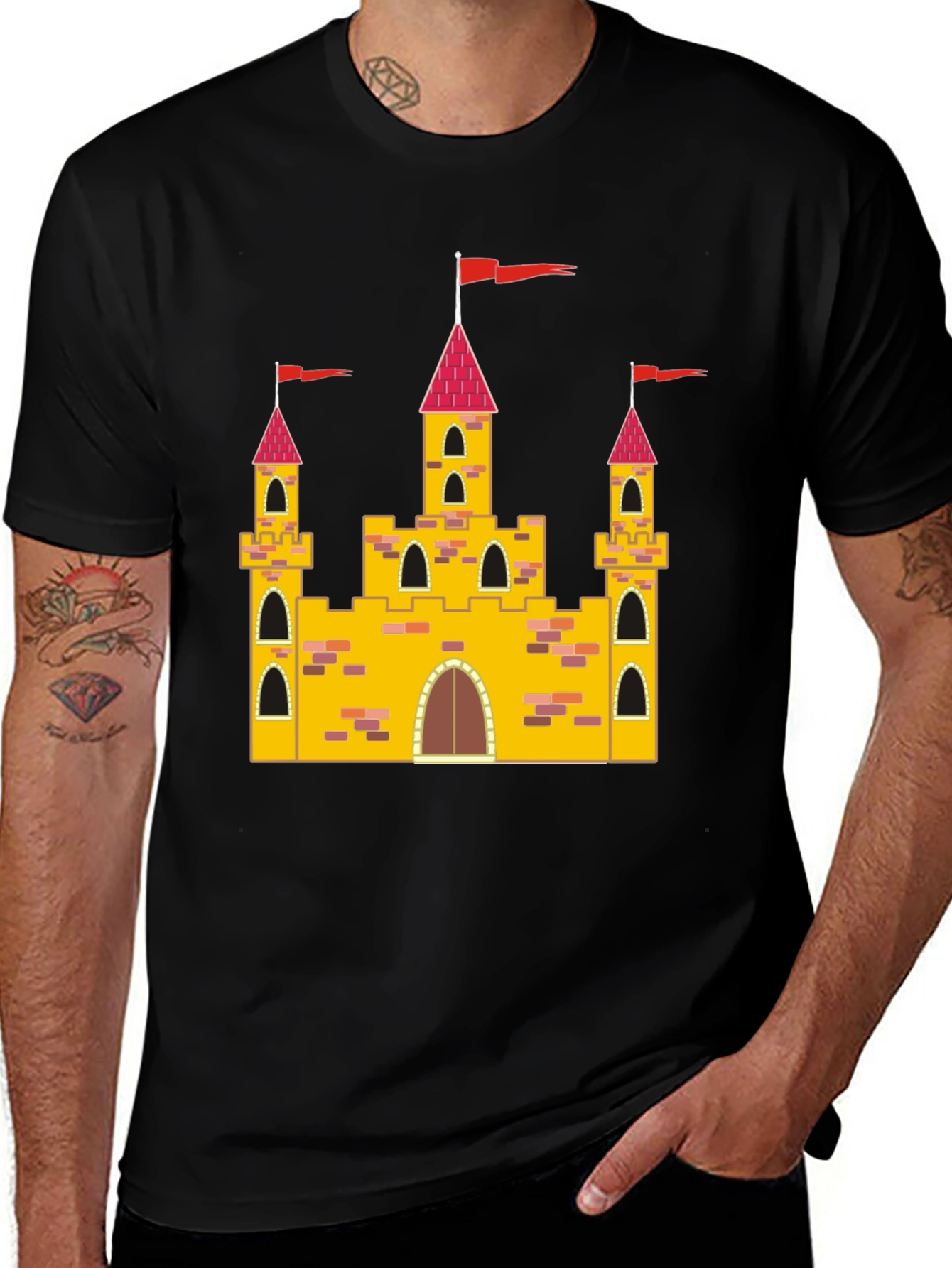 Castle Graphic Tee - Black Cotton T-Shirt