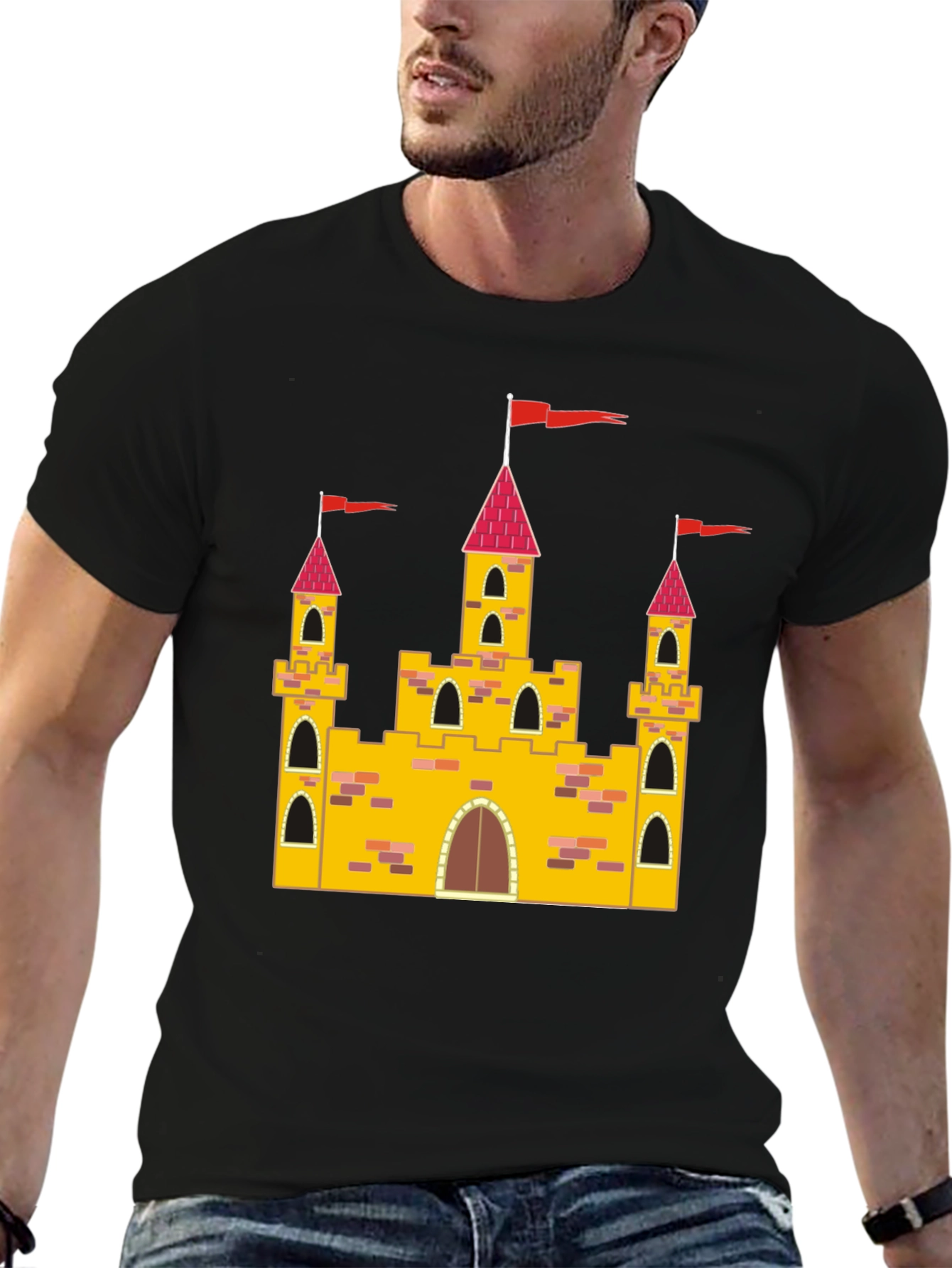 Castle Graphic Tee - Black Cotton T-Shirt