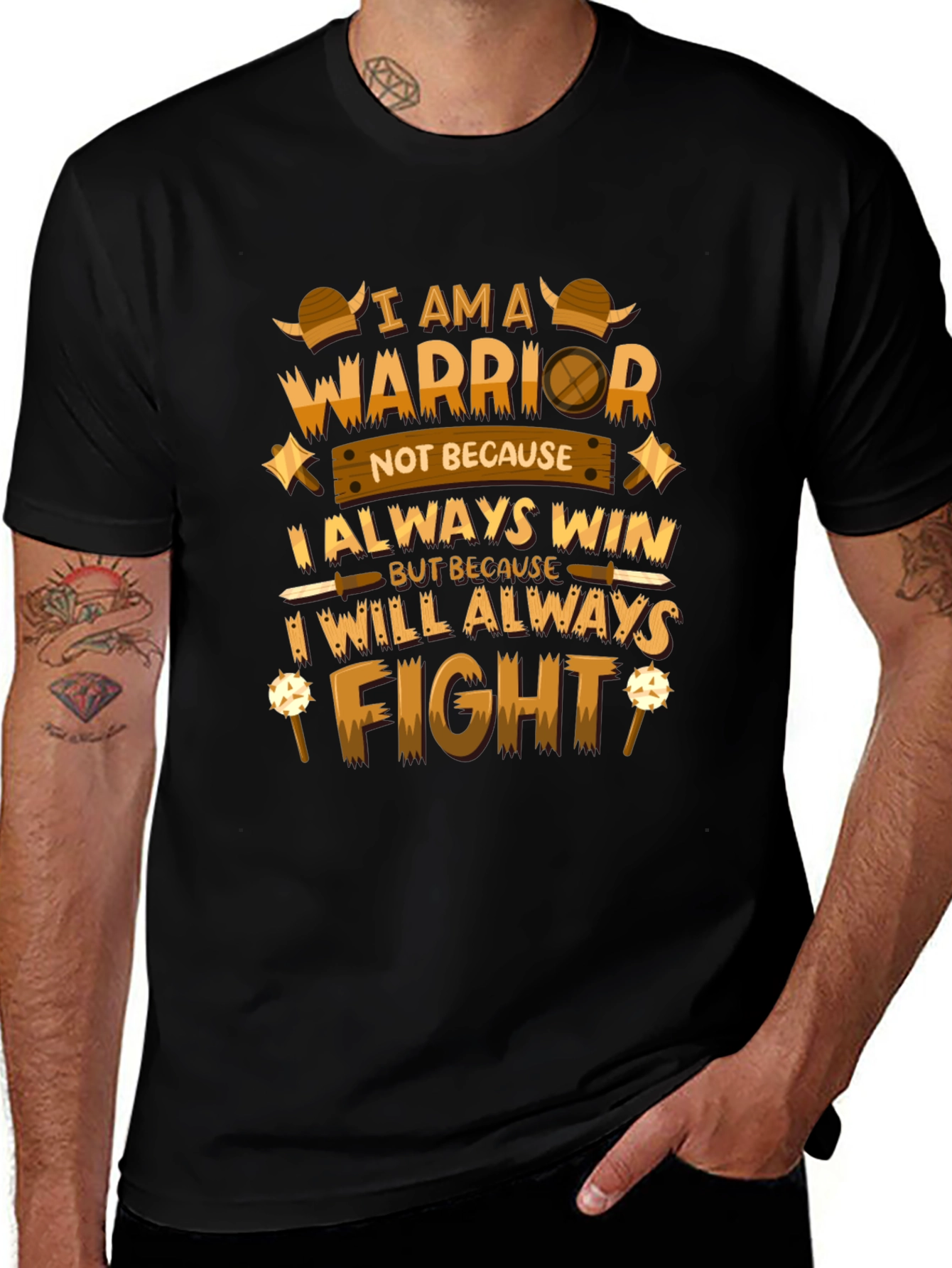 Warrior Quote Graphic Black T-Shirt