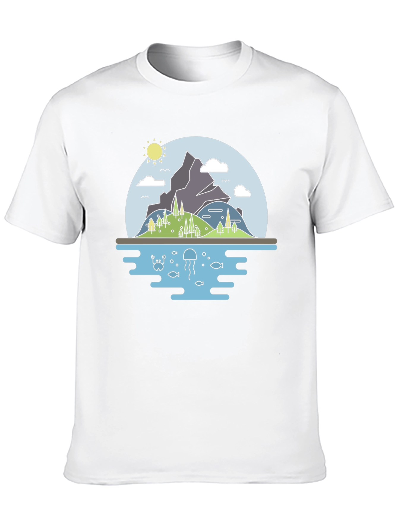 Nature Graphic Tee - Mountain & Sea Black T-Shirt