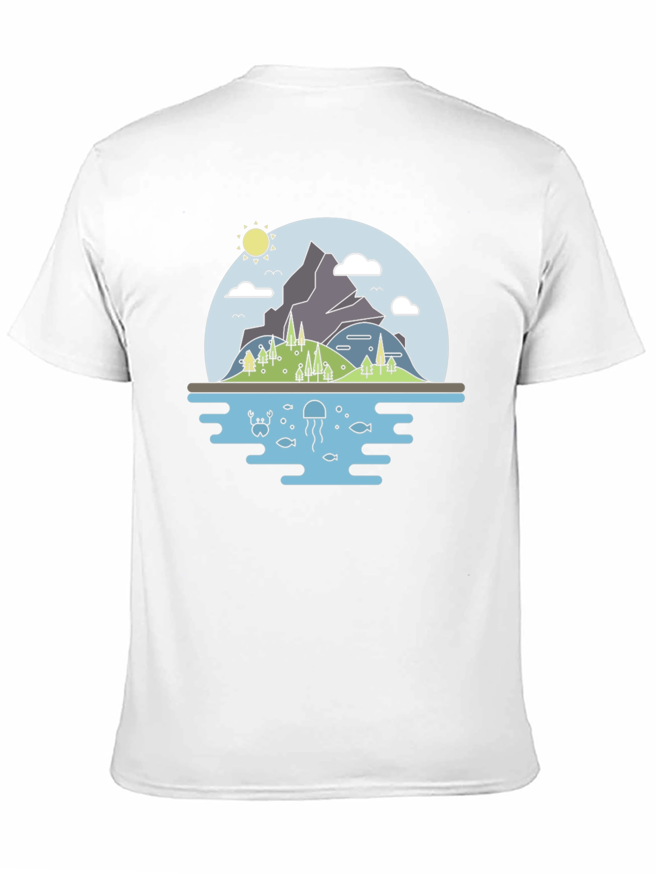 Nature Graphic Tee - Mountain & Sea Black T-Shirt