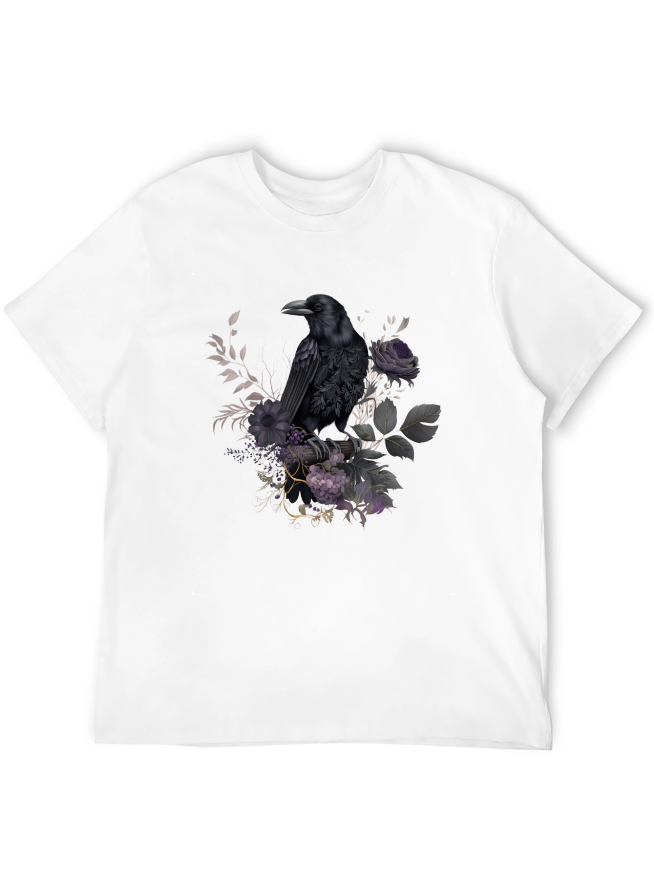 Raven Floral T-Shirt - Dark Gothic Design