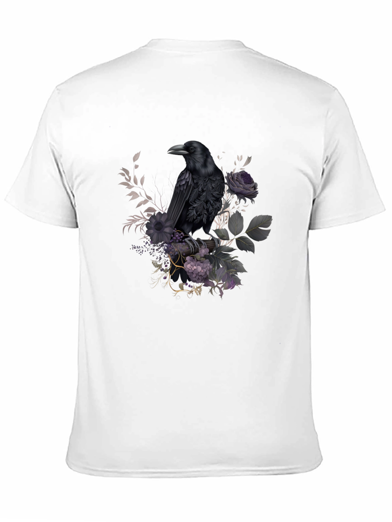 Raven Floral T-Shirt - Dark Gothic Design