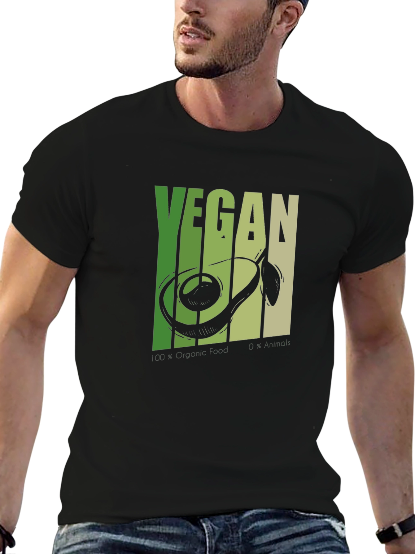 Vegan Avocado T-Shirt - Black Graphic Tee