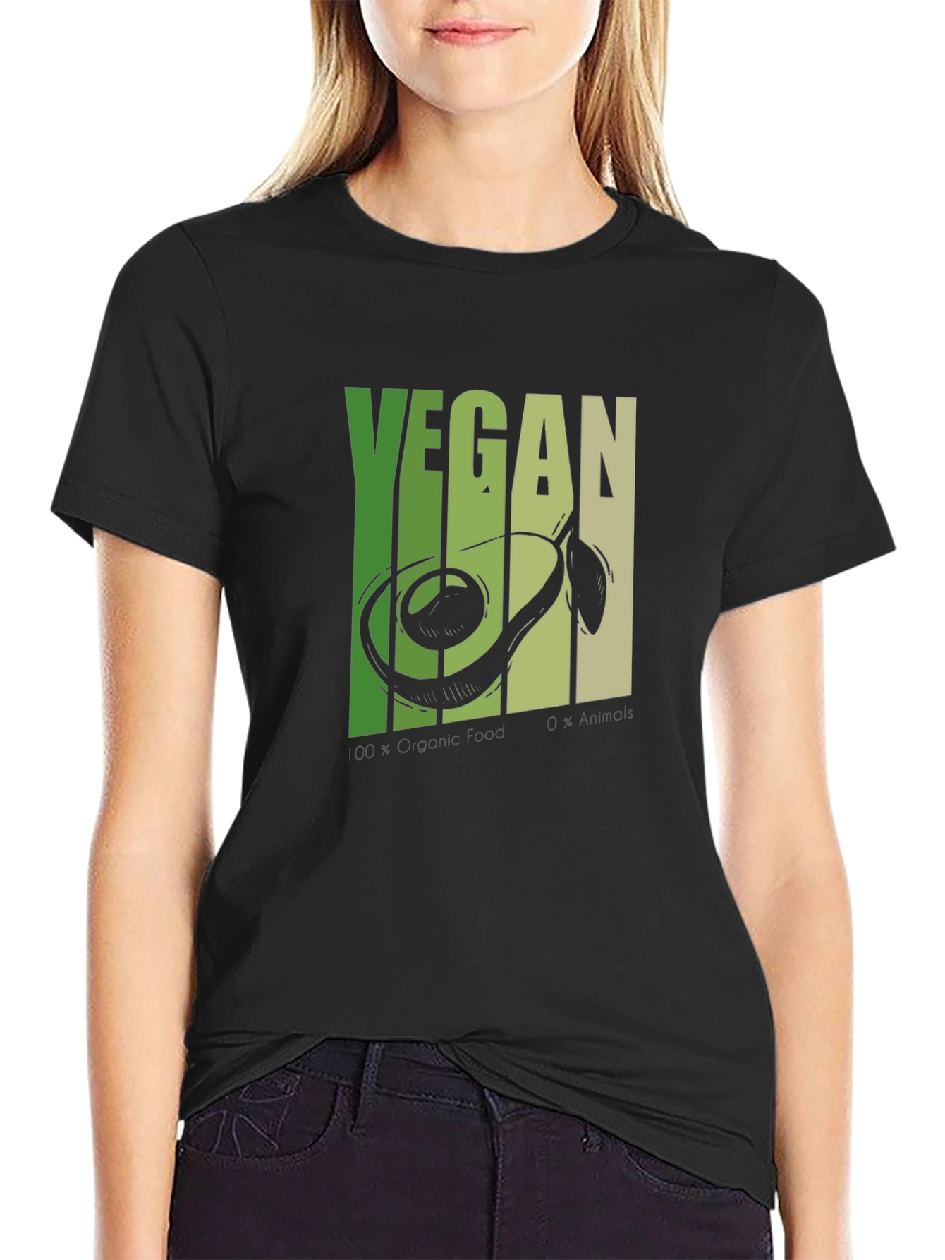 Vegan Avocado T-Shirt - Black Graphic Tee