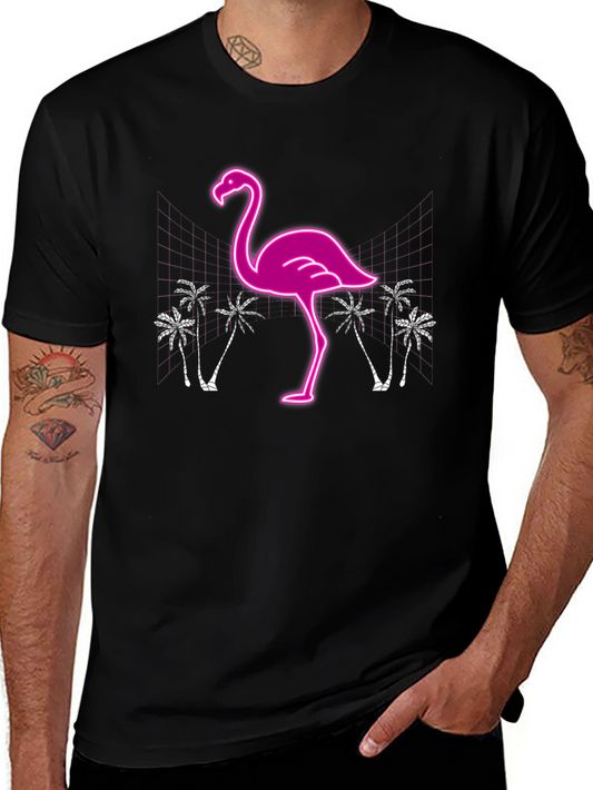 Neon Flamingo Graphic T-Shirt - Tropical Style