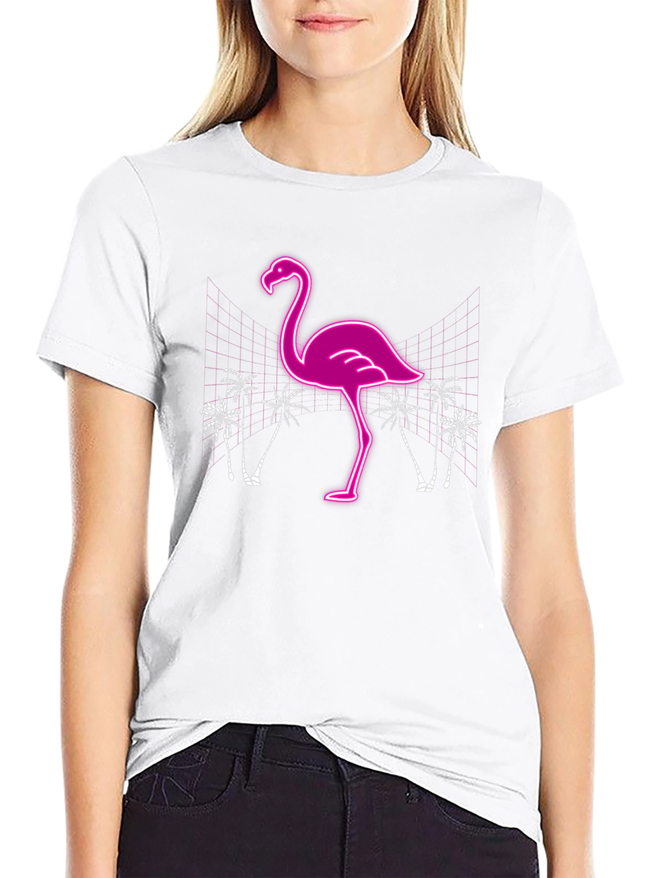 Neon Flamingo Graphic T-Shirt - Tropical Style