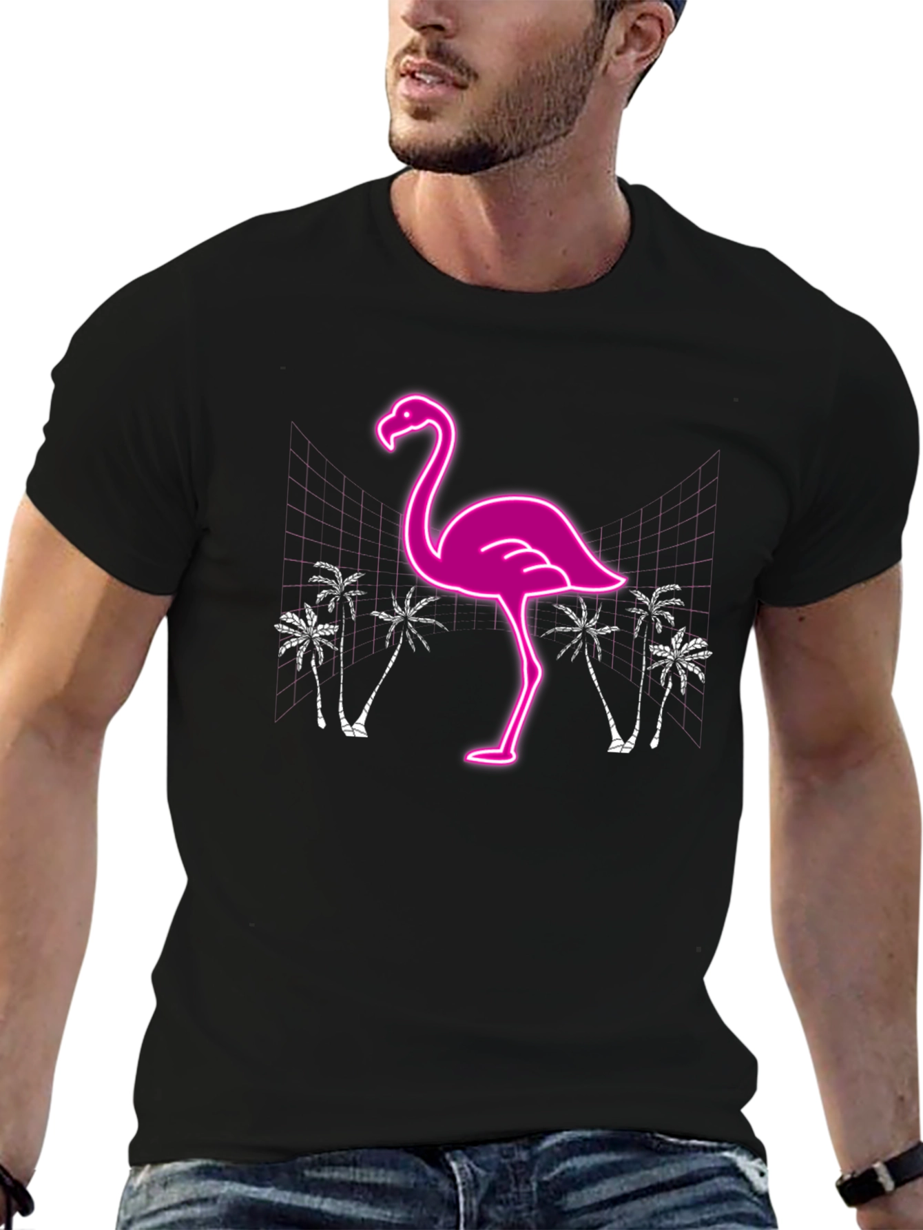 Neon Flamingo Graphic T-Shirt - Tropical Style