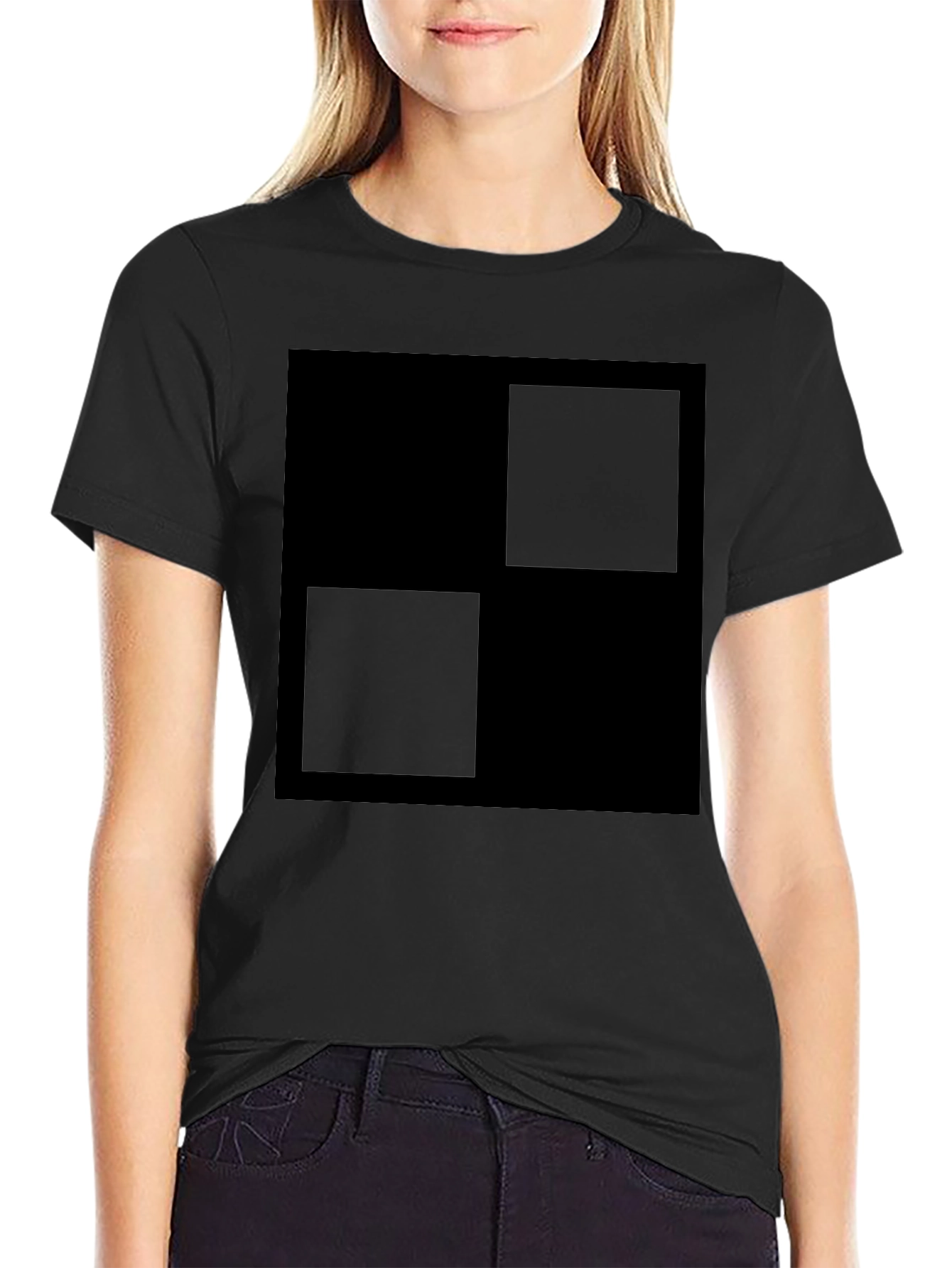 Modern Black Square Graphic T-Shirt
