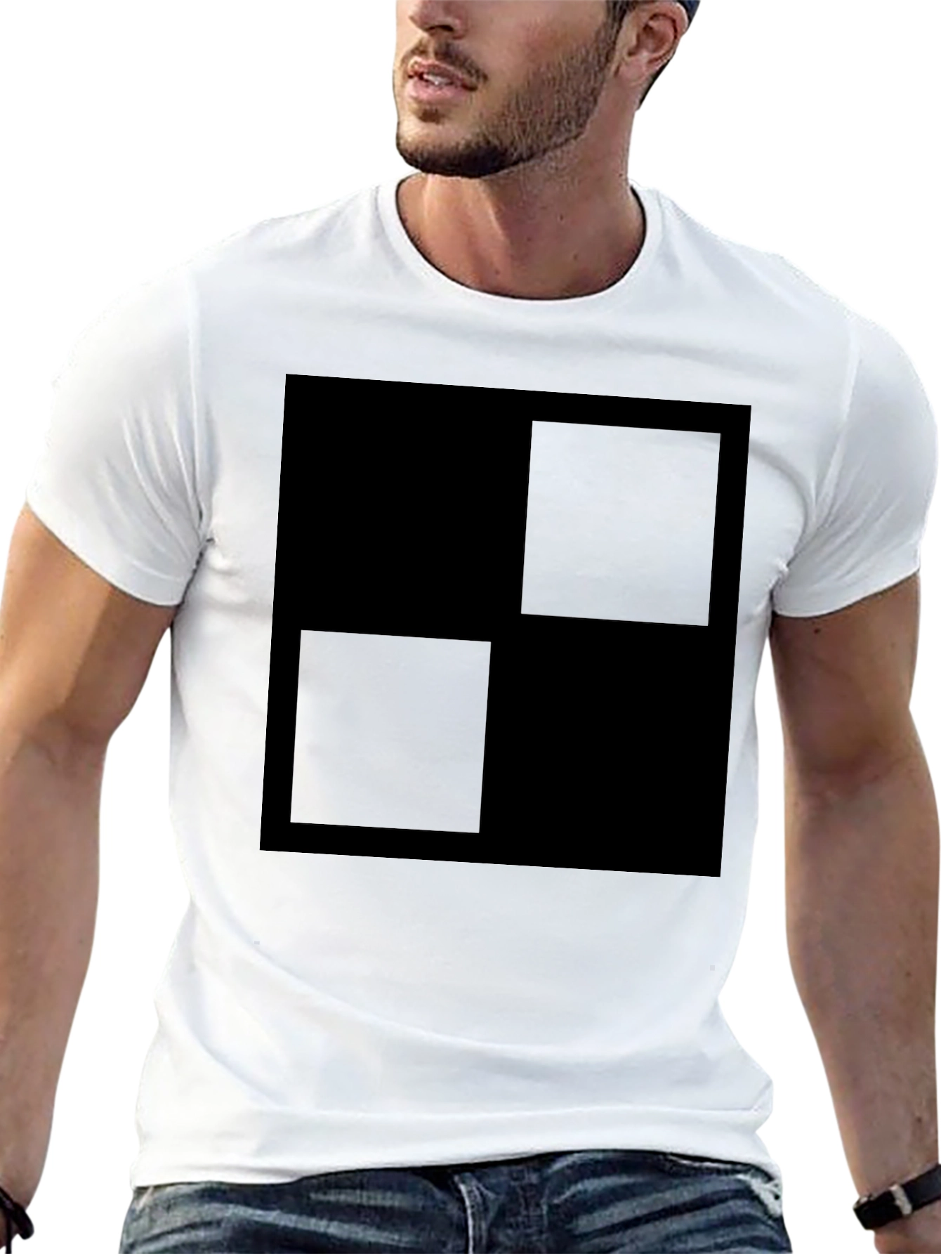 Modern Black Square Graphic T-Shirt