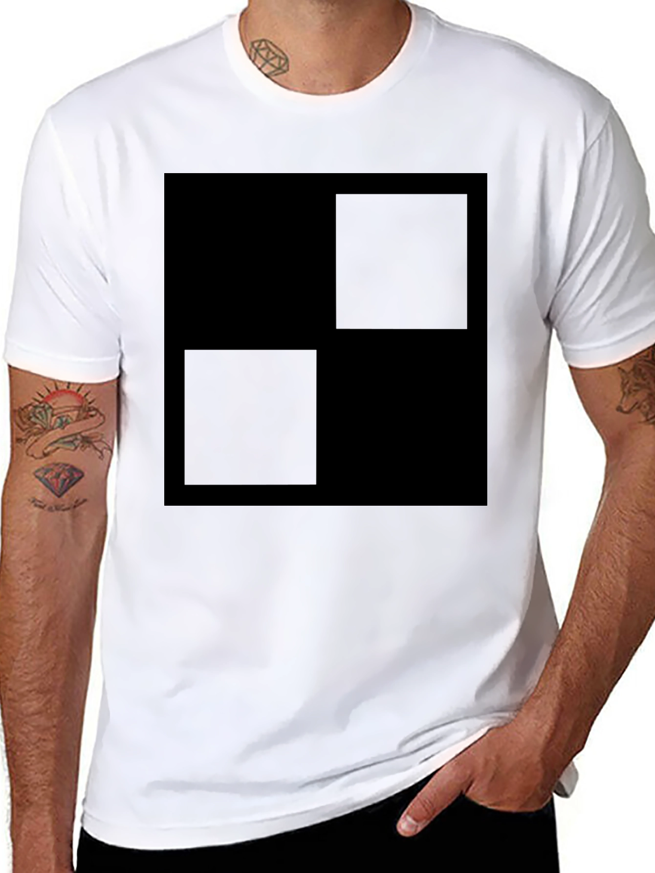Modern Black Square Graphic T-Shirt