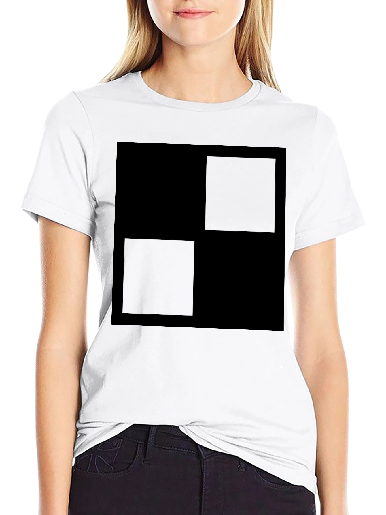 Modern Black Square Graphic T-Shirt