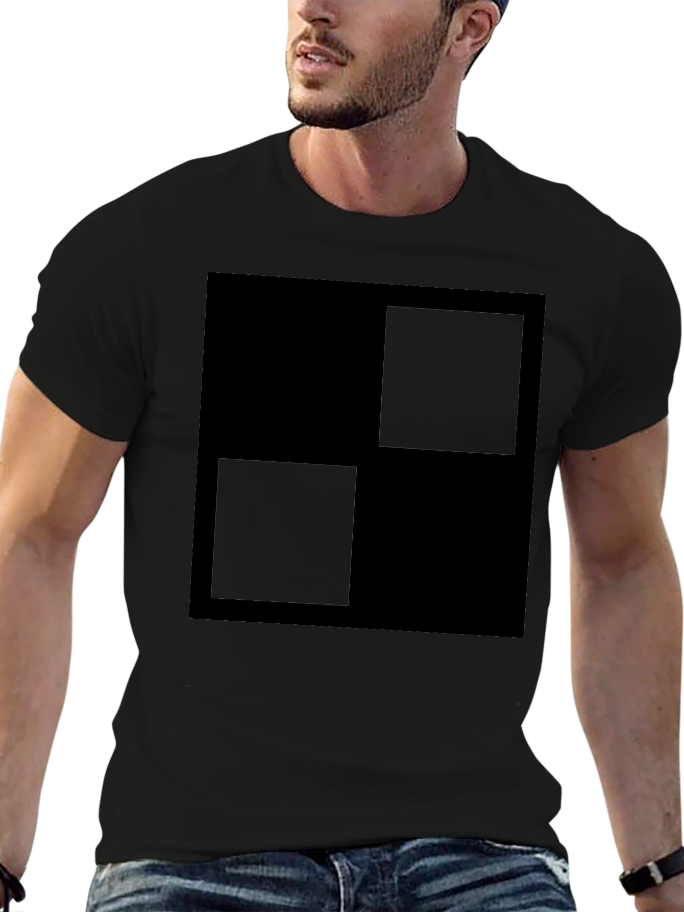 Modern Black Square Graphic T-Shirt