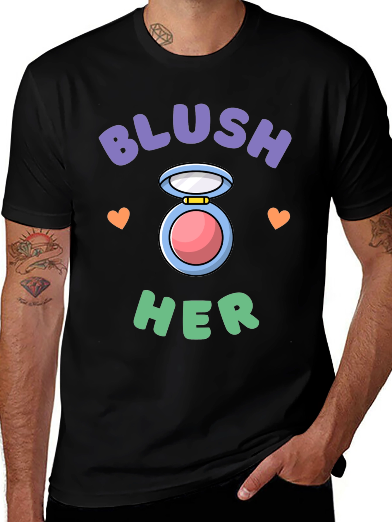 Blush Her Graphic Tee - Cute Makeup Lover T-Shirt