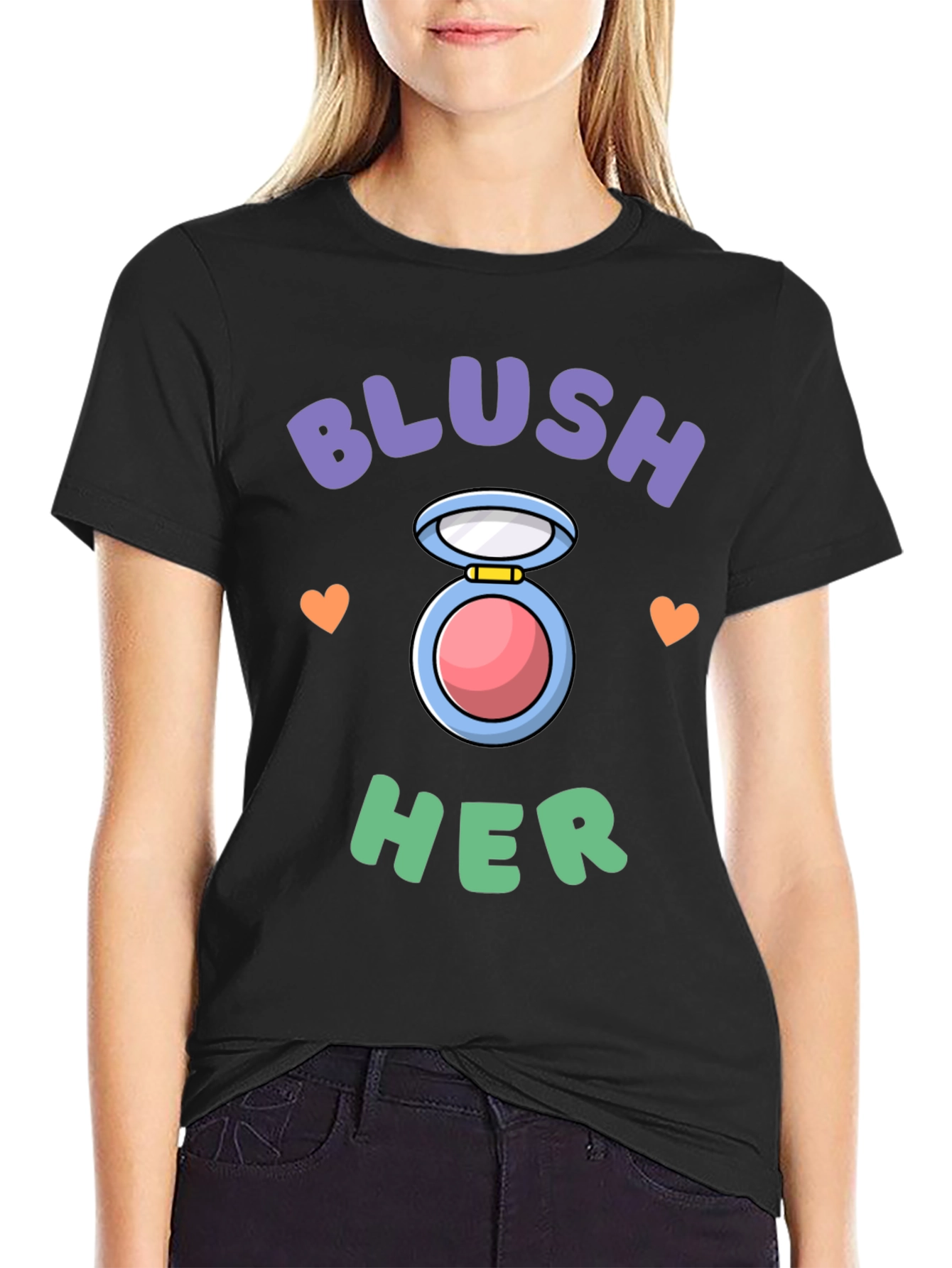 Blush Her Graphic Tee - Cute Makeup Lover T-Shirt