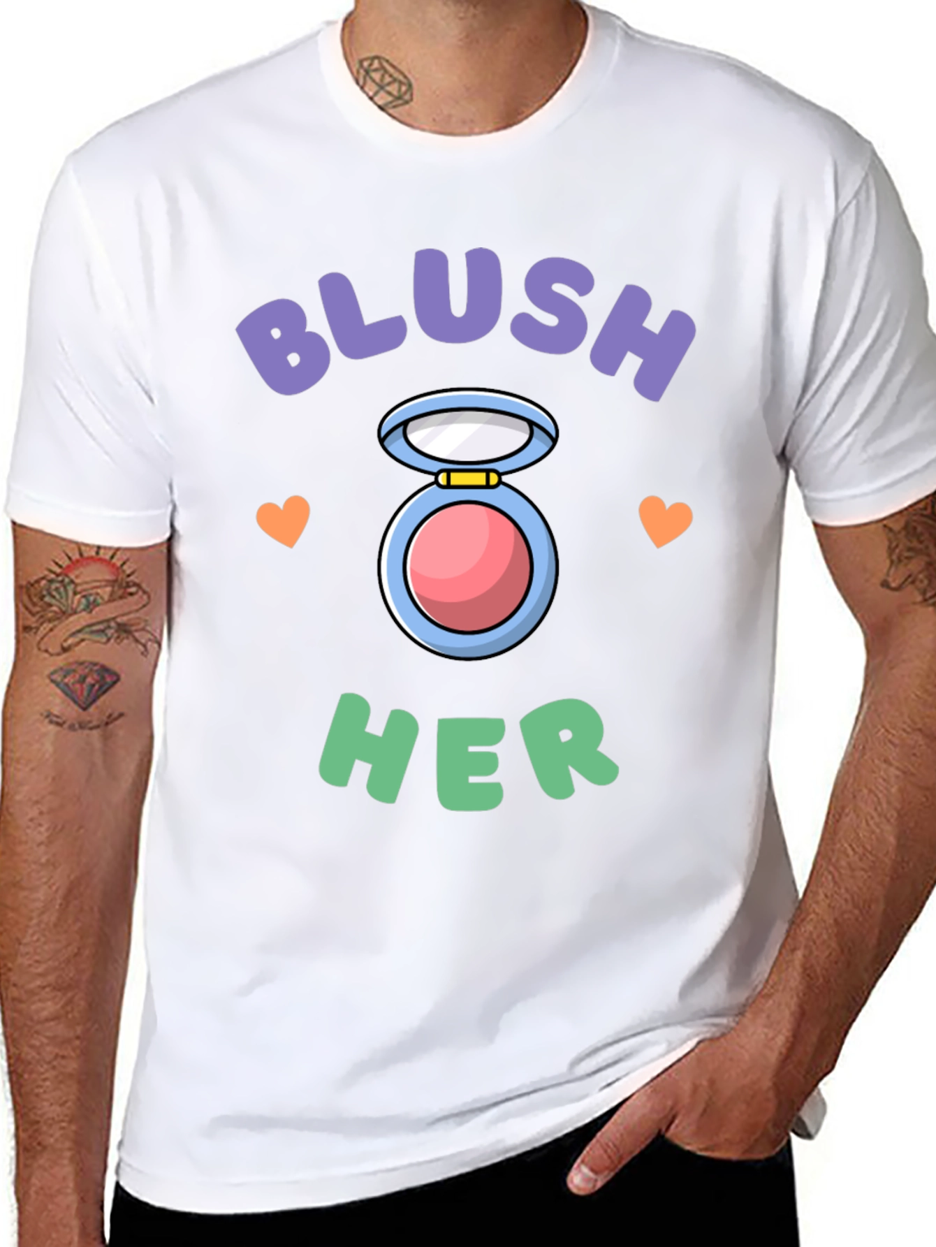Blush Her Graphic Tee - Cute Makeup Lover T-Shirt