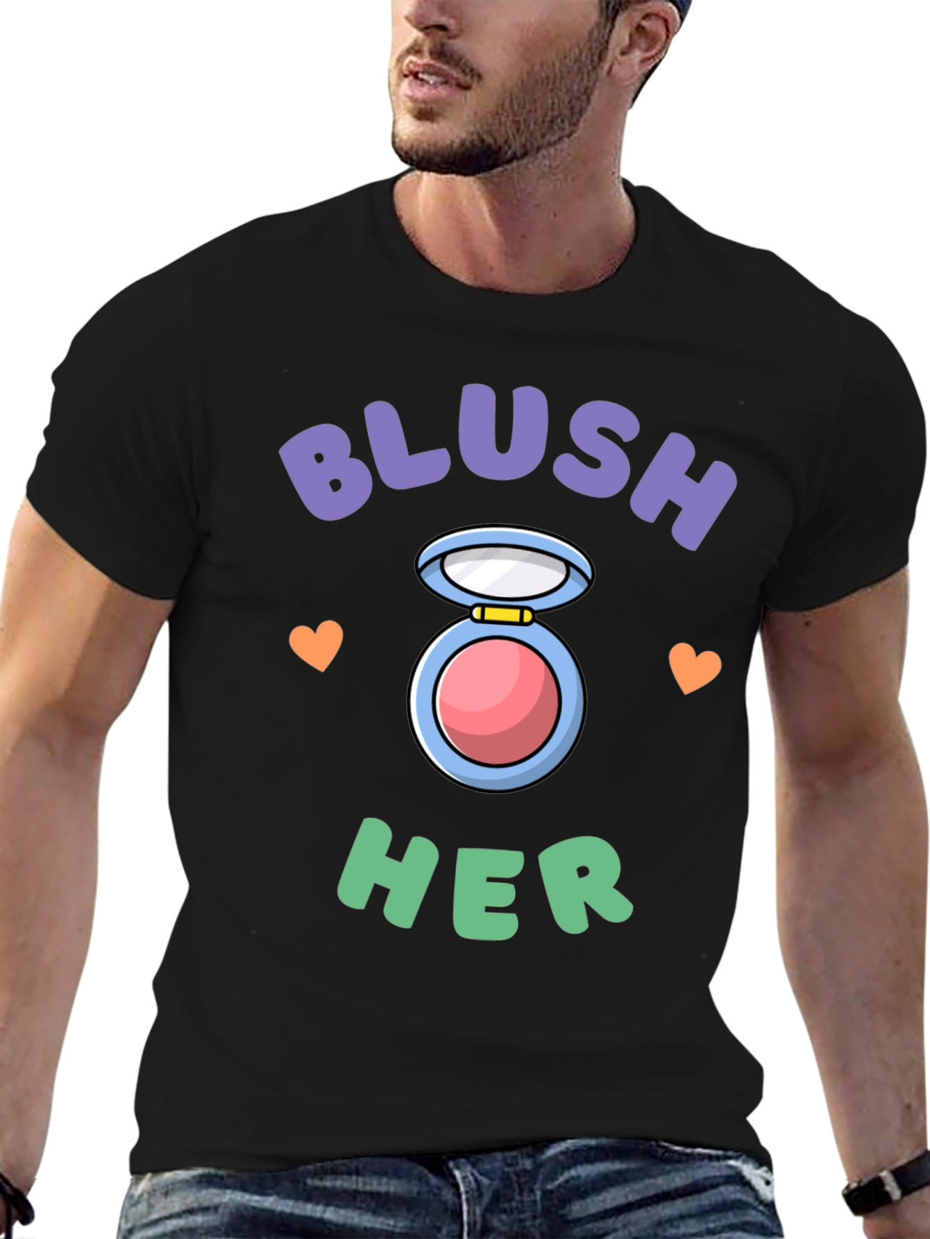 Blush Her Graphic Tee - Cute Makeup Lover T-Shirt