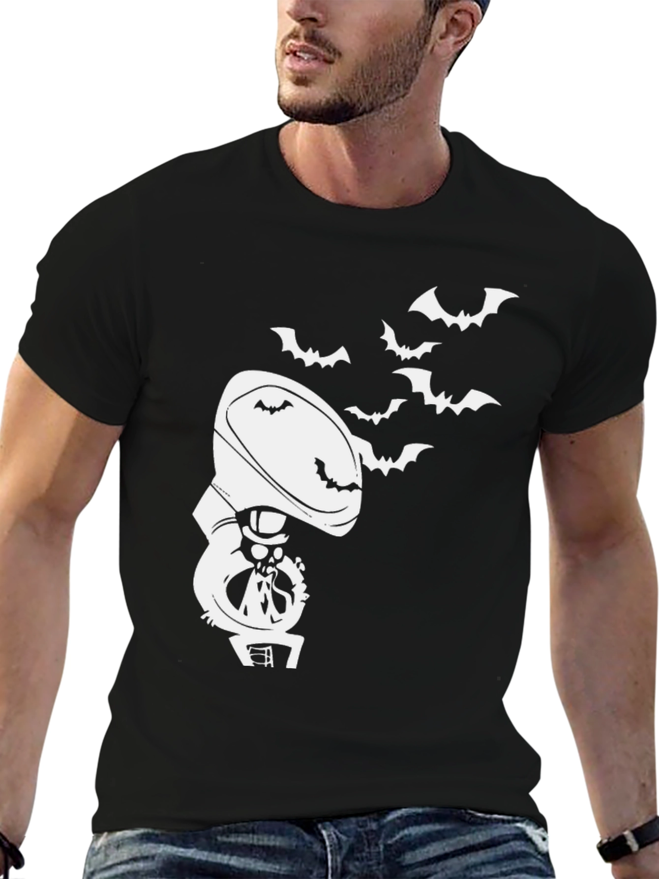 Halloween Phonograph Bat Graphic Tee