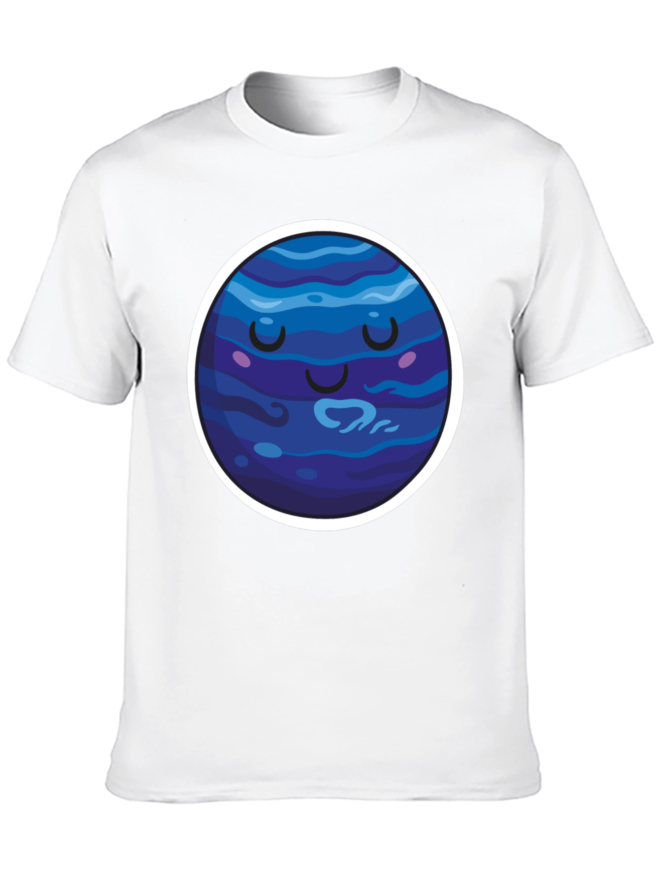 Cute Neptune Planet Graphic T-Shirt - Black