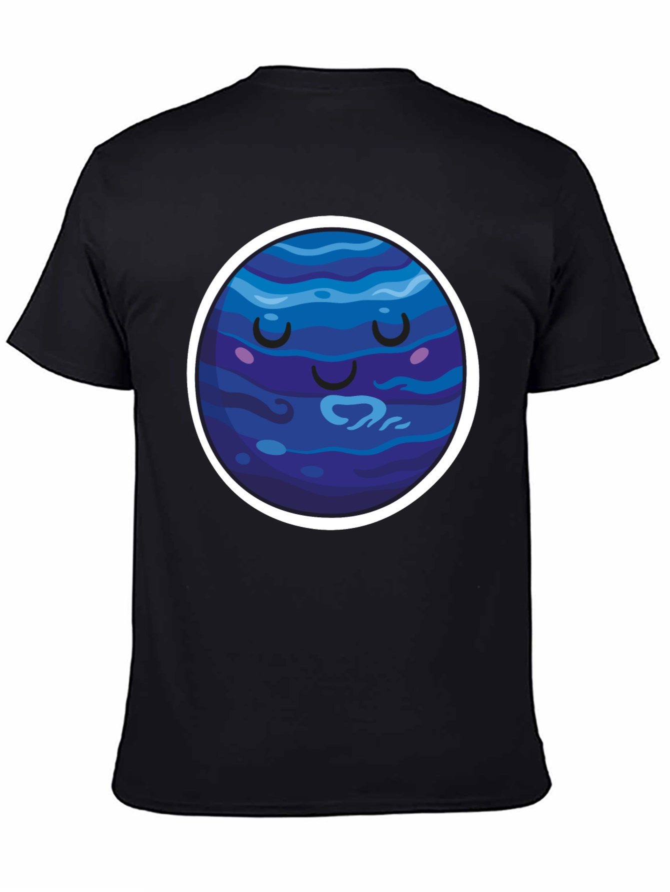 Cute Neptune Planet Graphic T-Shirt - Black