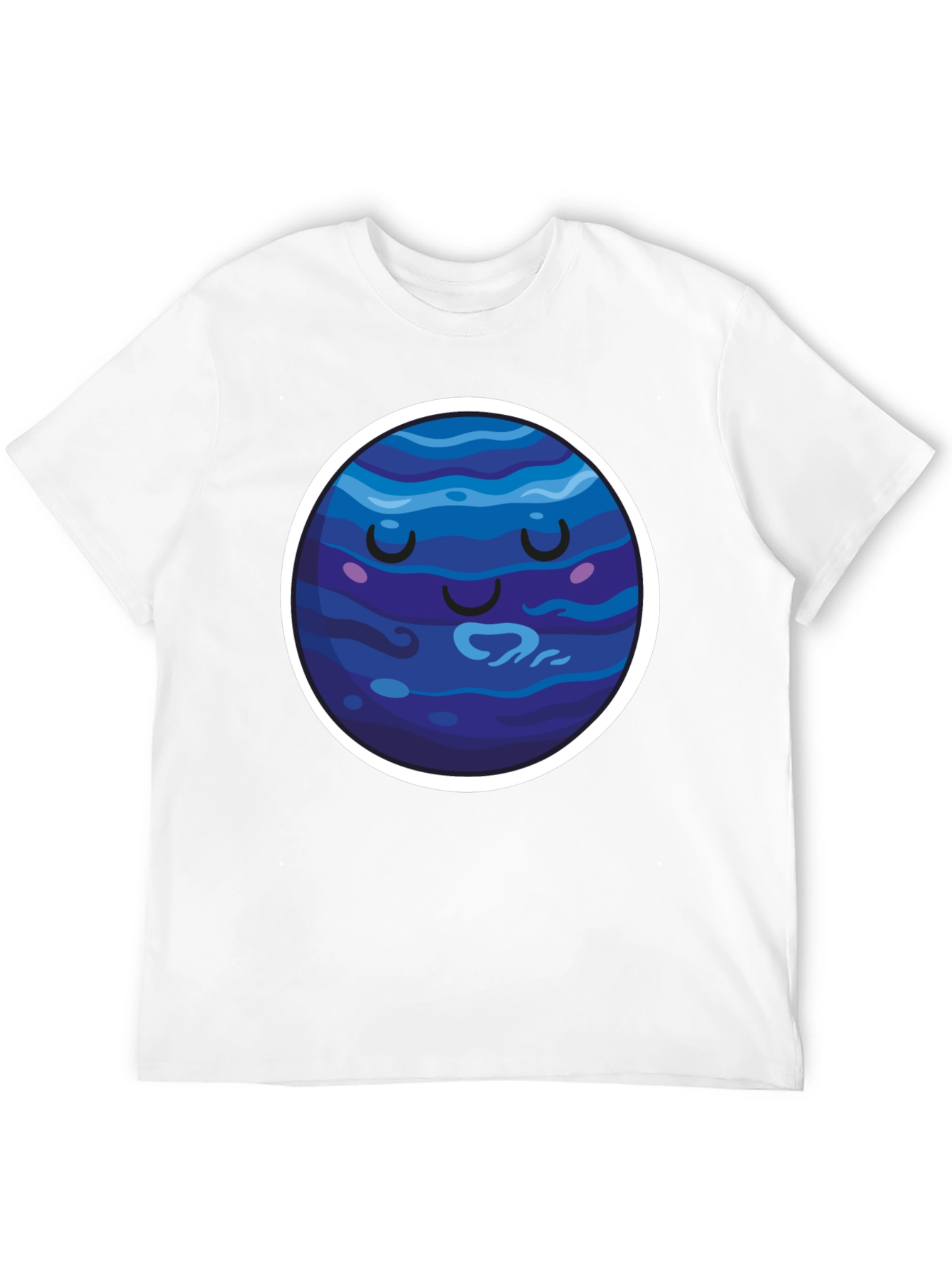 Cute Neptune Planet Graphic T-Shirt - Black