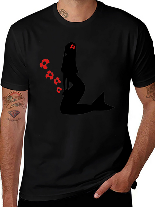 Mermaid Silhouette Graphic Tee - Black Cotton