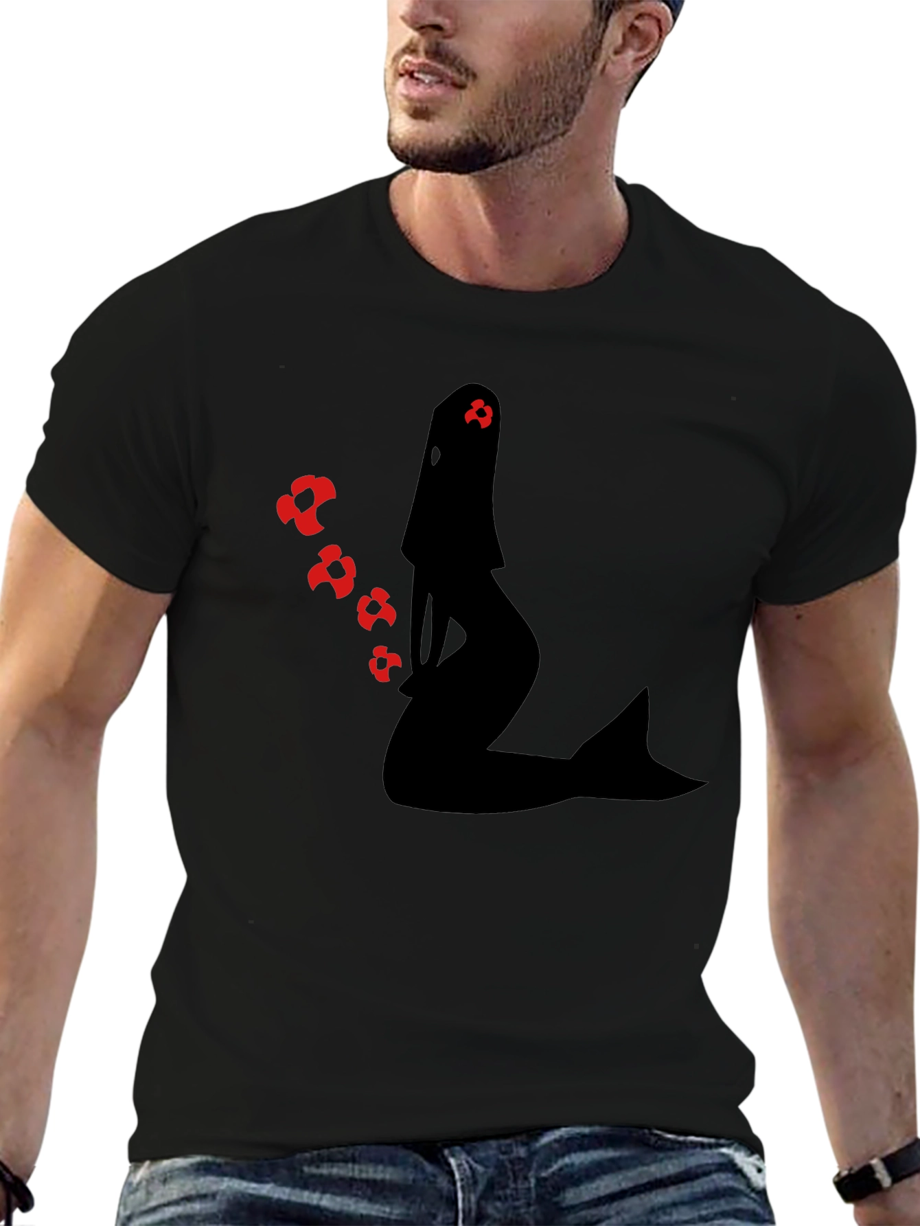 Mermaid Silhouette Graphic Tee - Black Cotton