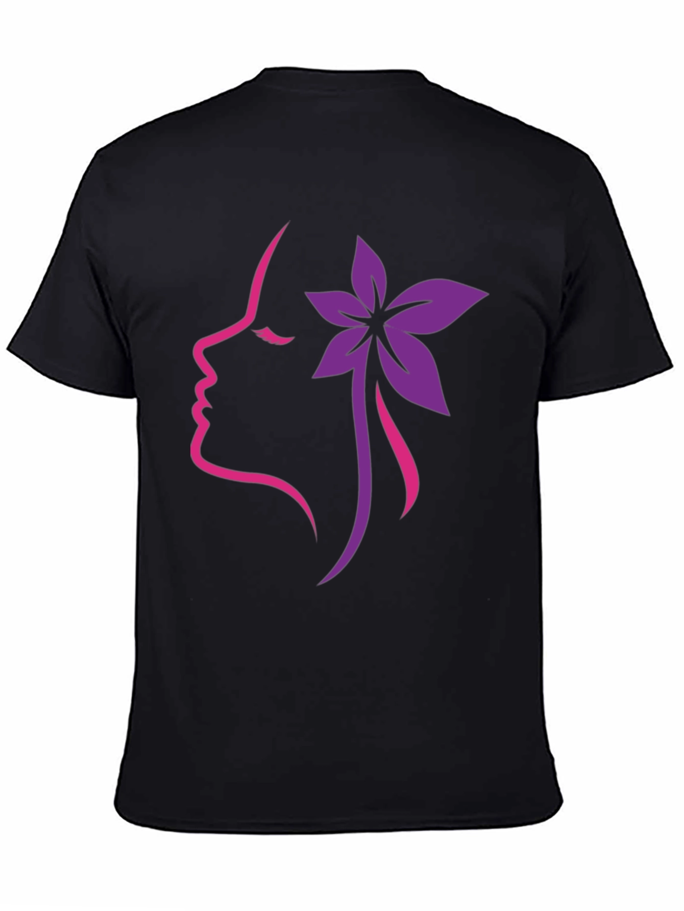 Floral Silhouette Graphic Tee - Black Cotton Blend