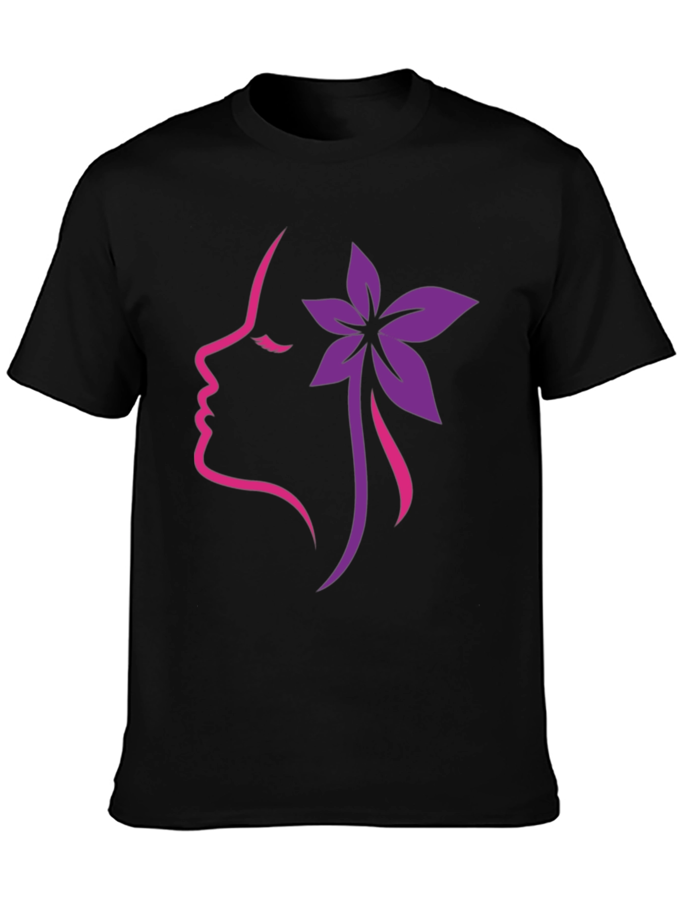 Floral Silhouette Graphic Tee - Black Cotton Blend