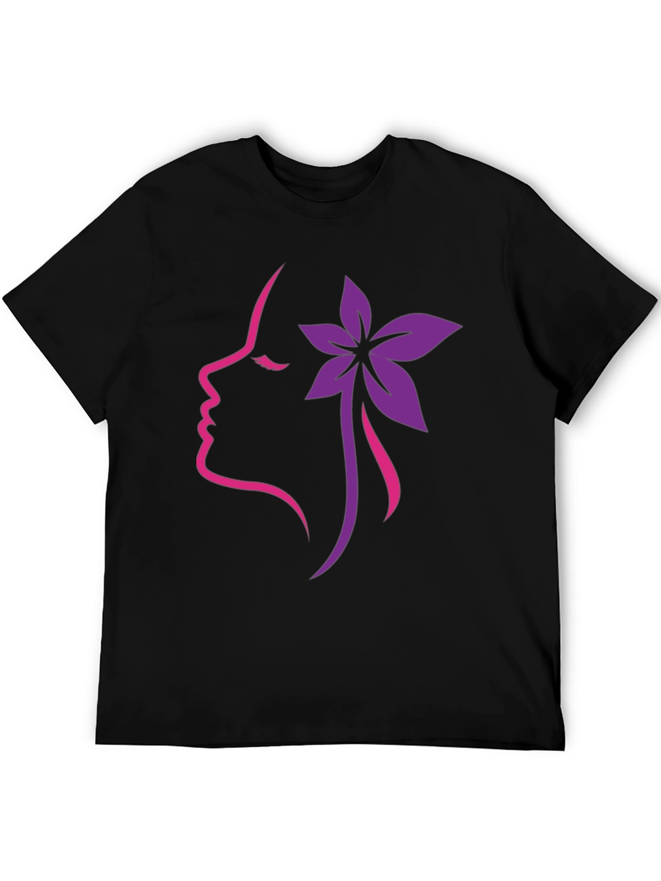 Floral Silhouette Graphic Tee - Black Cotton Blend