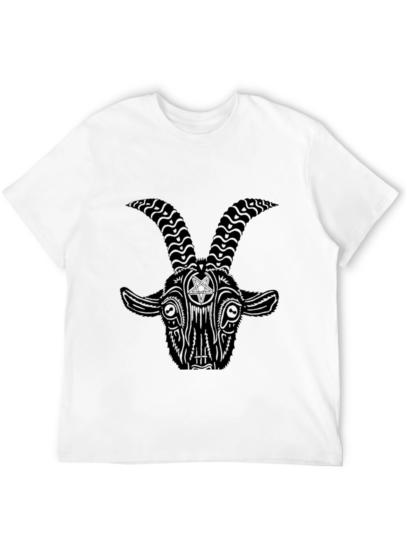 Baphomet Goat Head Graphic Print Black T-Shirt