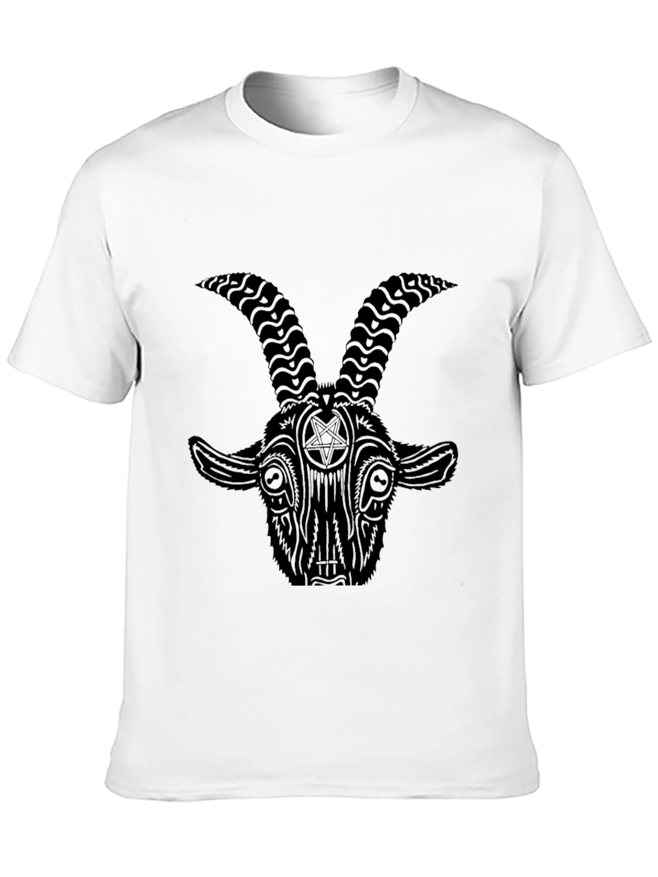 Baphomet Goat Head Graphic Print Black T-Shirt