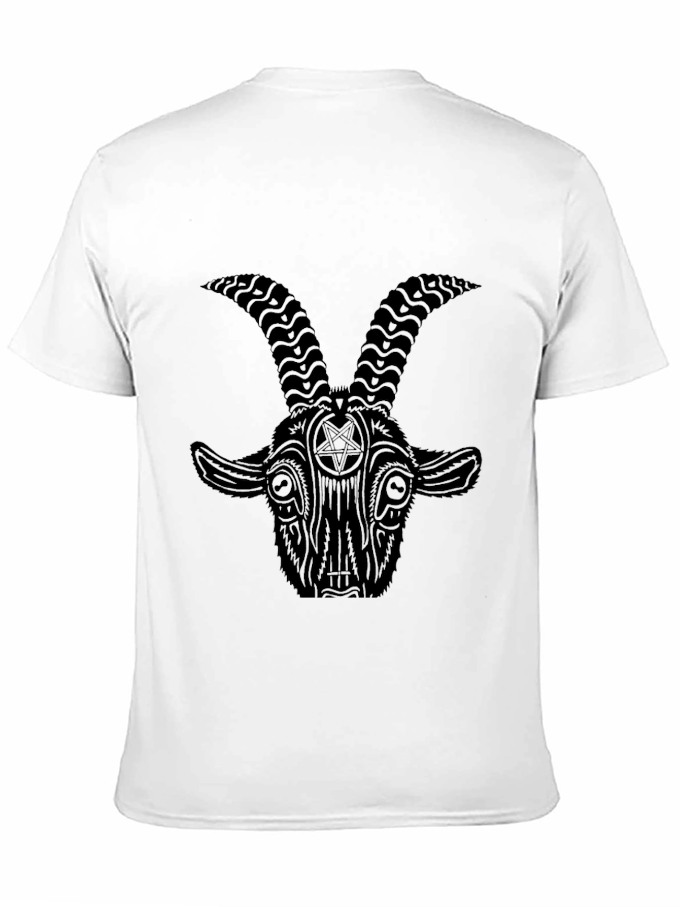 Baphomet Goat Head Graphic Print Black T-Shirt