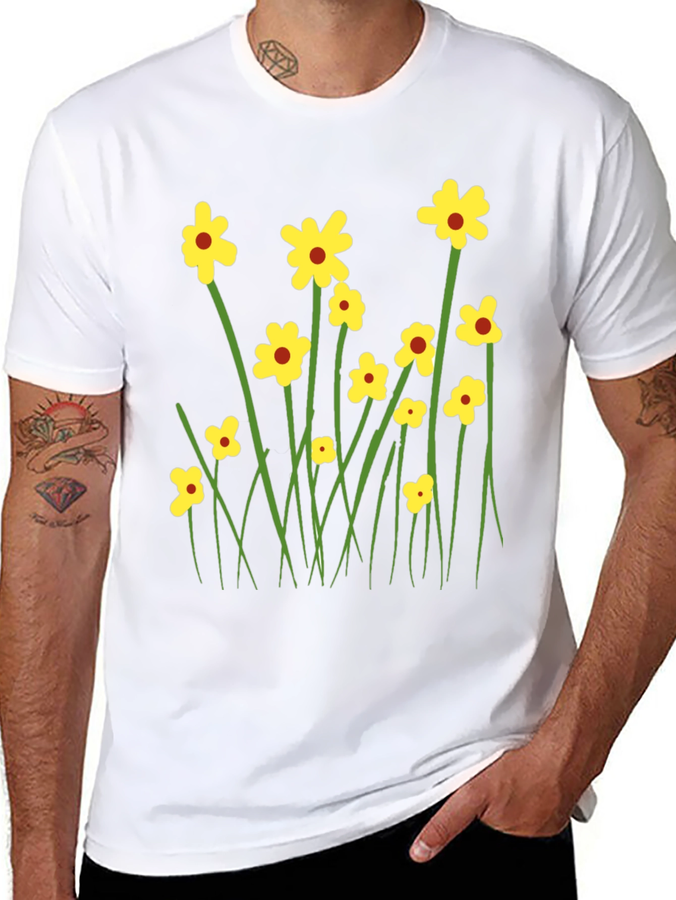 Floral Graphic Tee - Mens Black T-Shirt