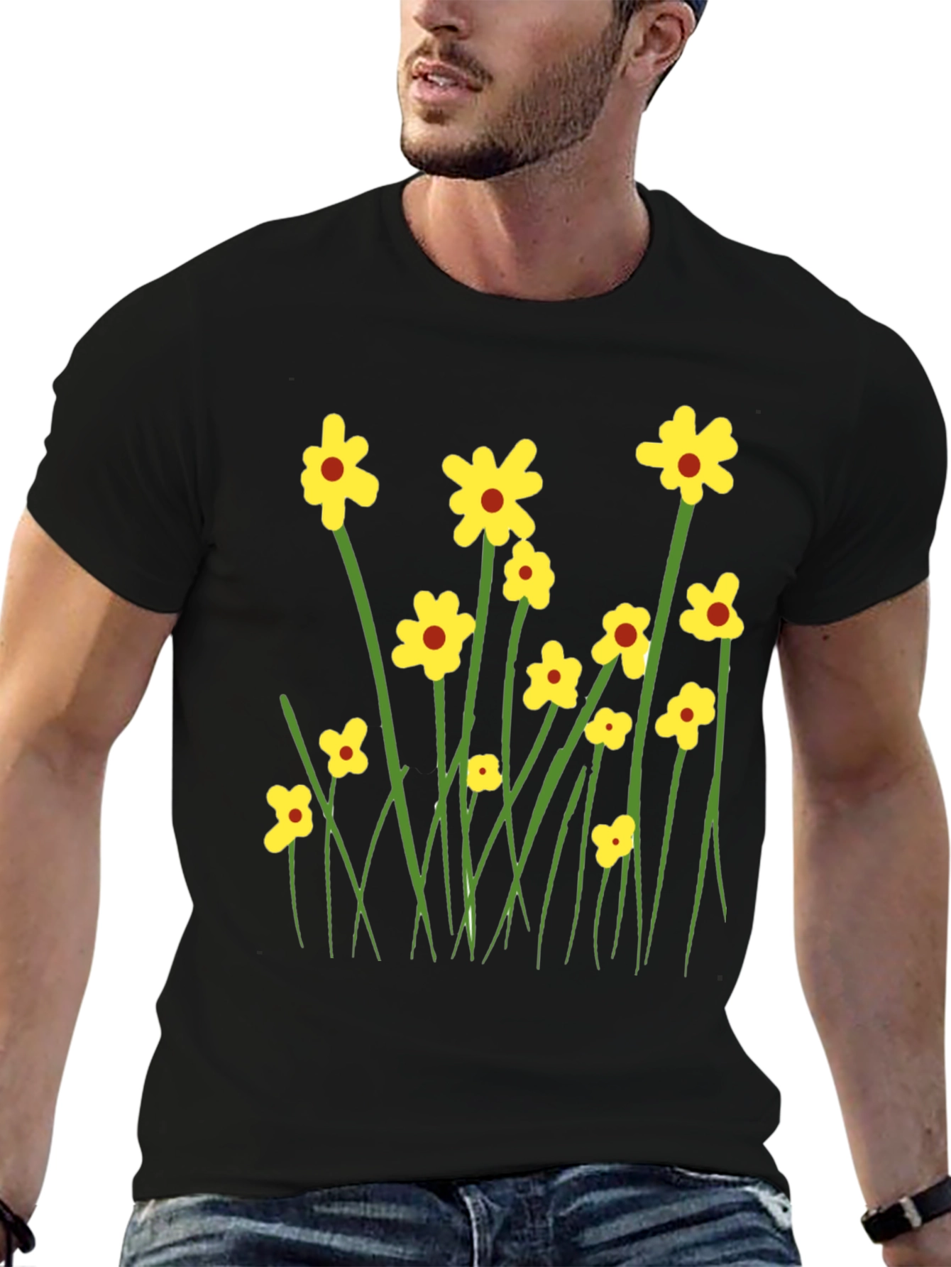 Floral Graphic Tee - Mens Black T-Shirt