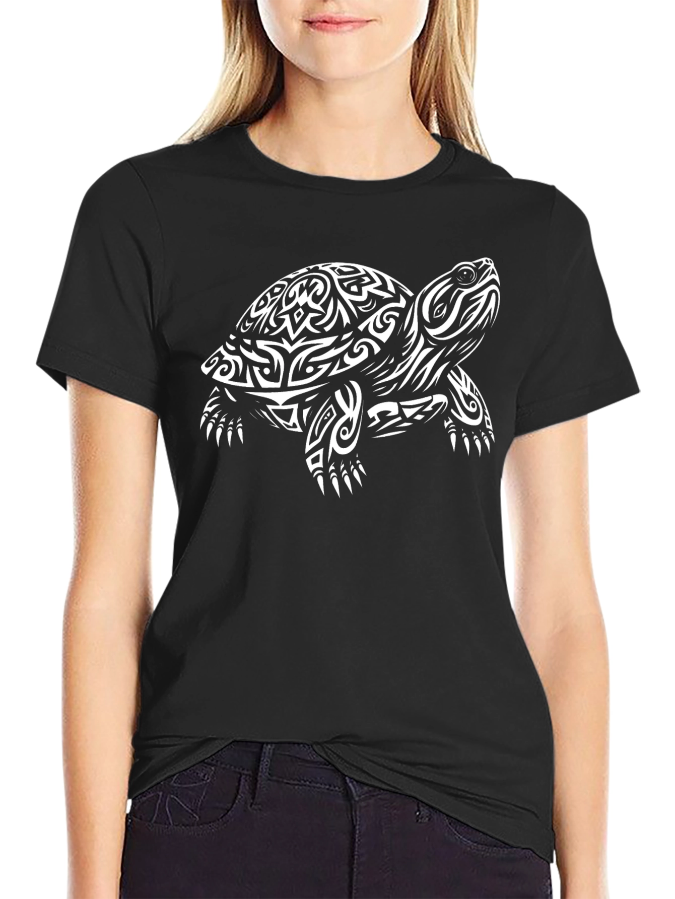 Tribal Turtle Graphic Tee - Black