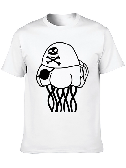 Pirate Jellyfish Graphic Tee - Black Cotton T-Shirt
